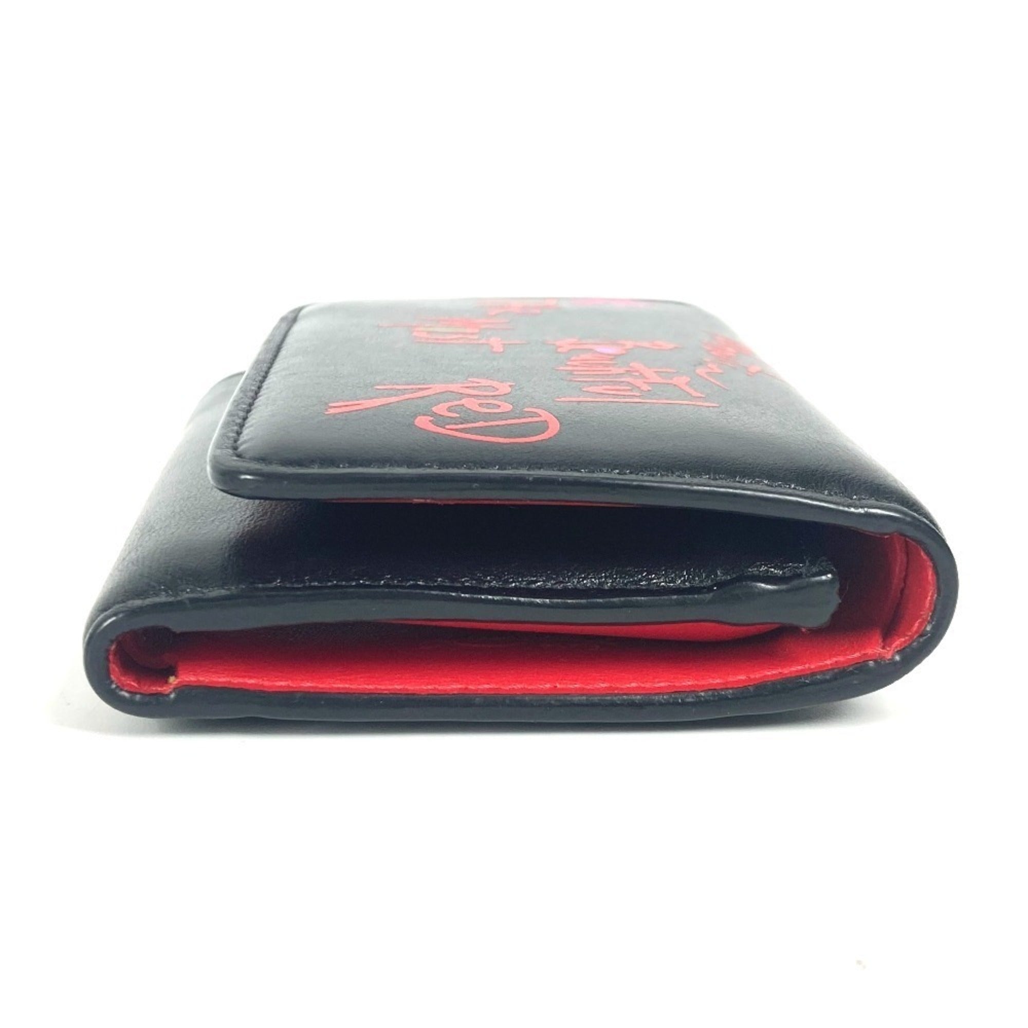 Christian Louboutin Black Multi-Color Leather Wallet (Tri-Fold) (Pre-Owned)