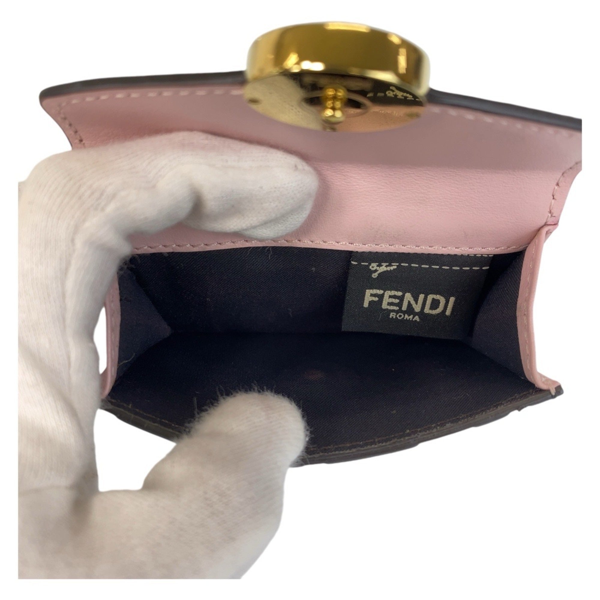 Fendi Brown Pink Leather Wallet (Tri-Fold) (Pre-Owned)