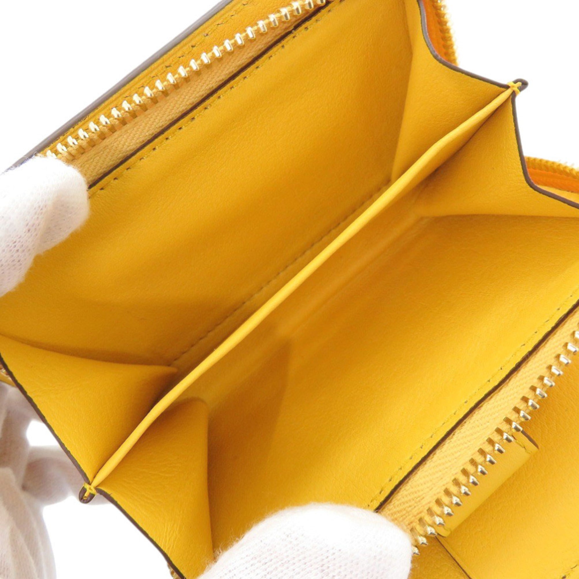 Moreau Gold Yellow Leather Wallet (Bi-Fold) (Pre-Owned)