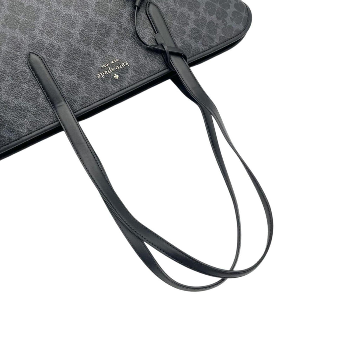 Kate Spade Black Gray Pvc Leather Tote Bag (Pre-Owned)