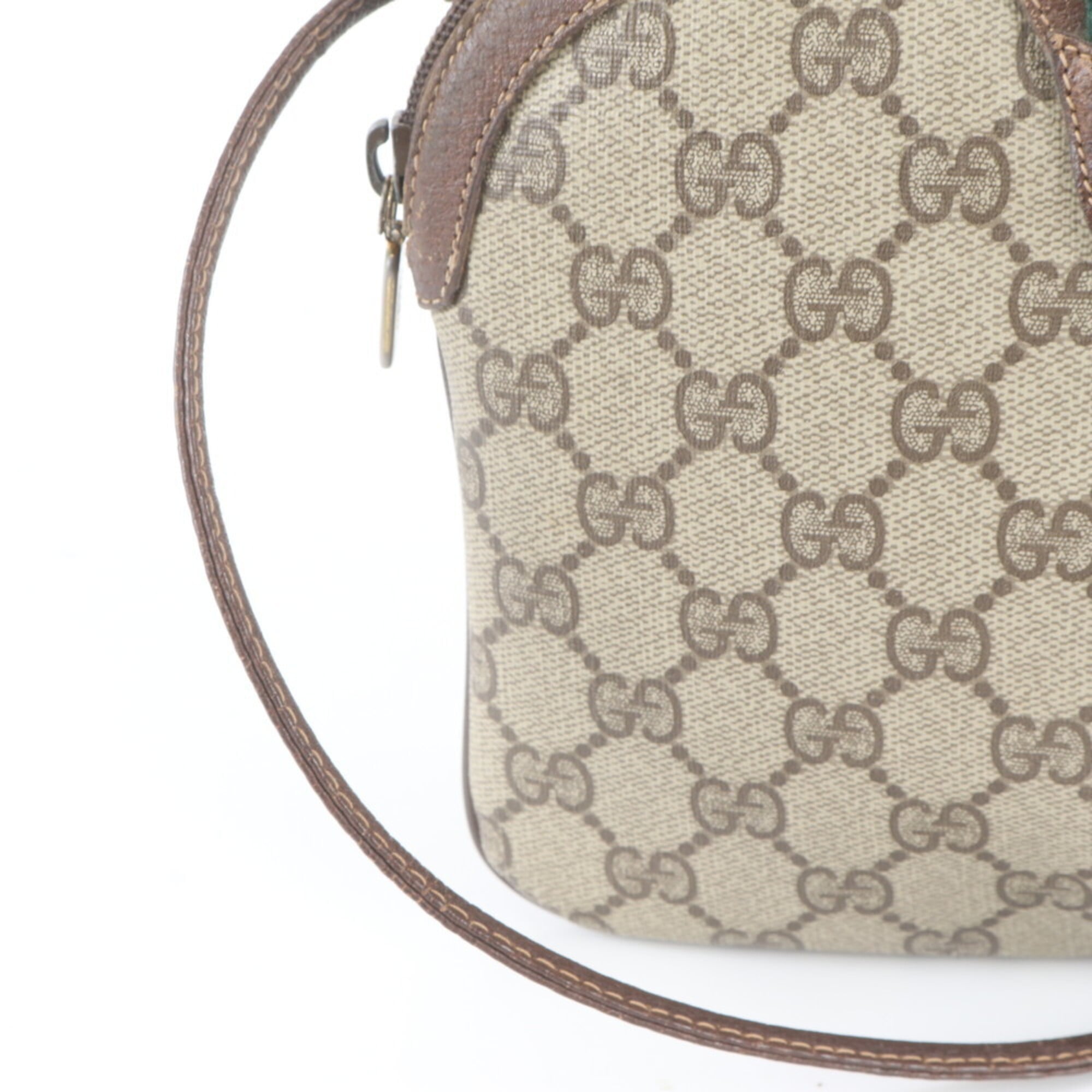 Gucci Brown Leather Coated Canvas Shoulder Bag (Pre-Owned)