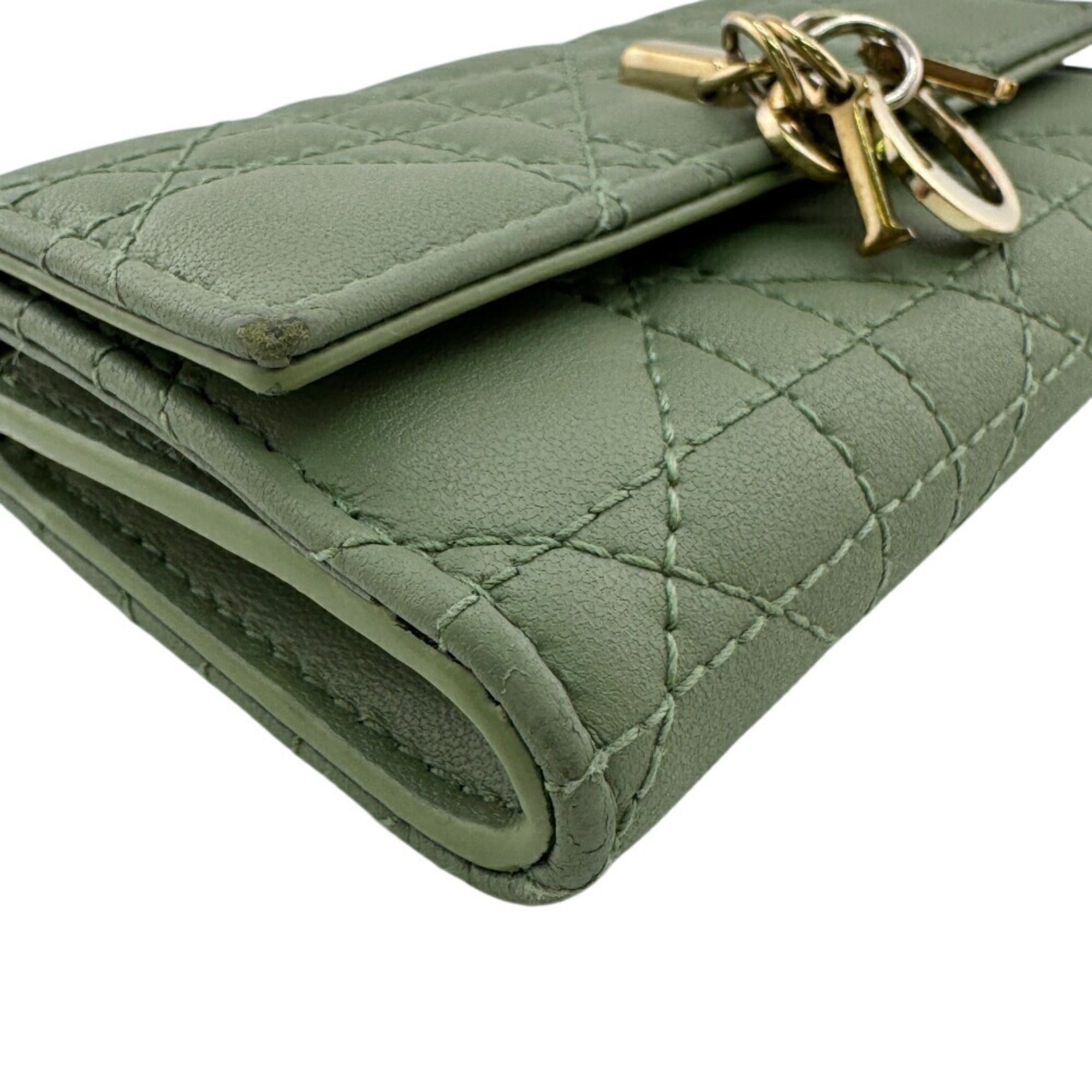 Christian Dior Green Leather Wallet (Bi-Fold) (Pre-Owned)