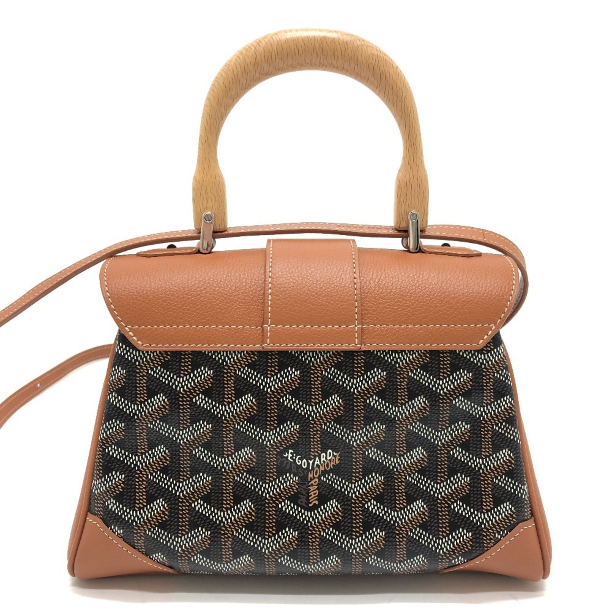 Goyard Black Brown Coated Canvas Leather Handbag Shoulder Bag (Pre-Owned)