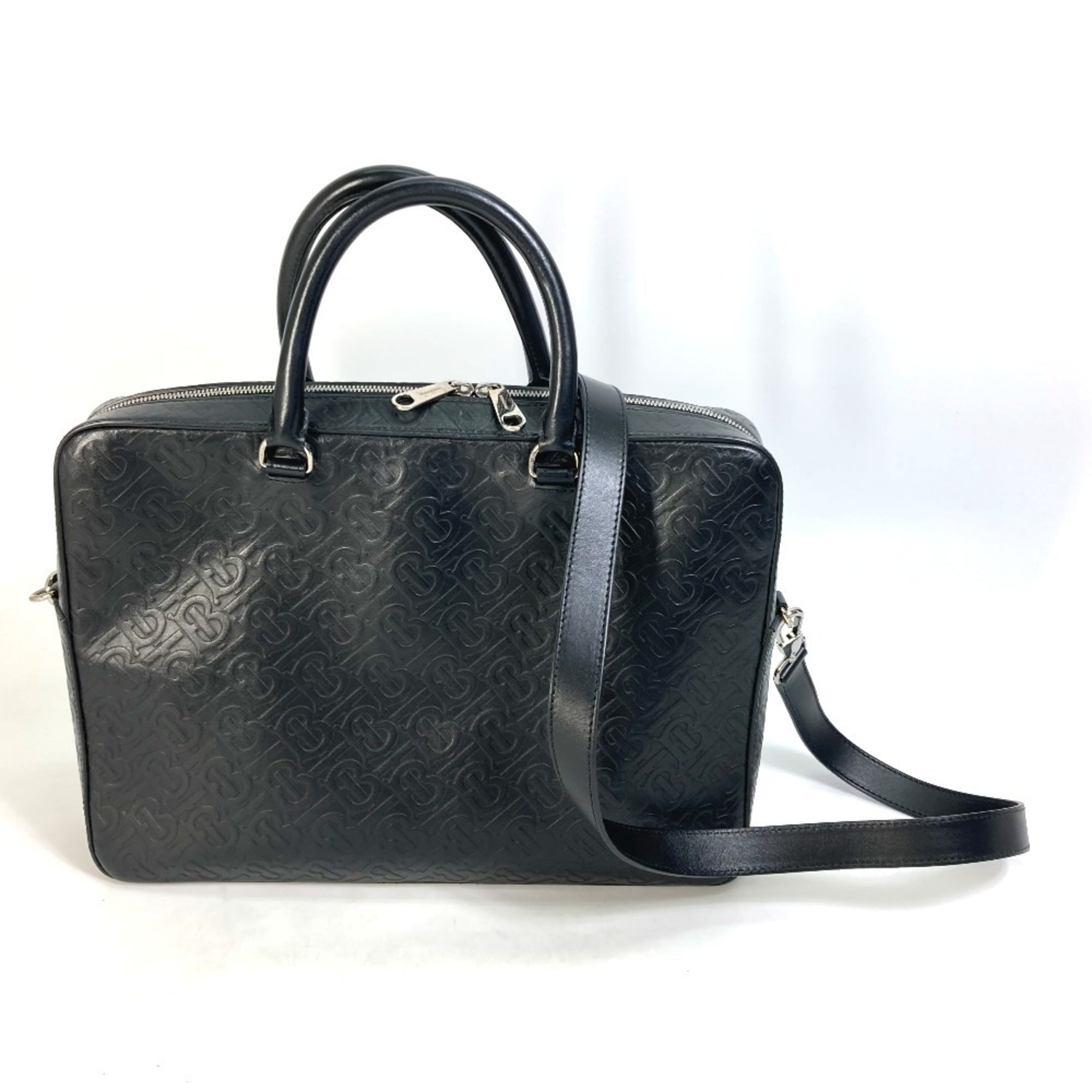 Burberry Black Leather Handbag Shoulder Bag (Pre-Owned)