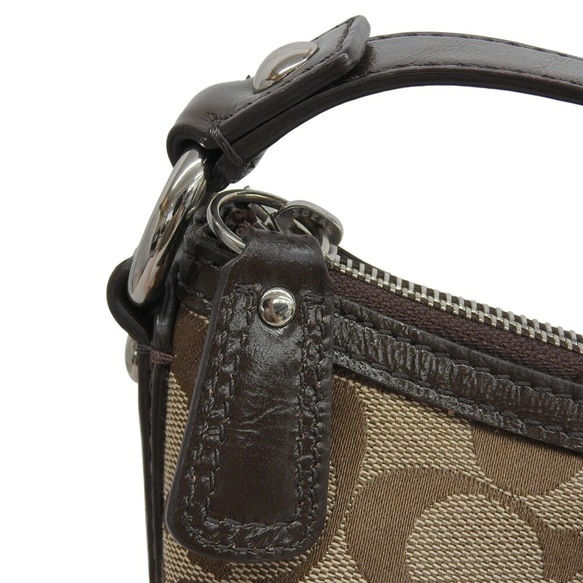 Coach Beige Brown Canvas Leather Shoulder Bag (Pre-Owned)