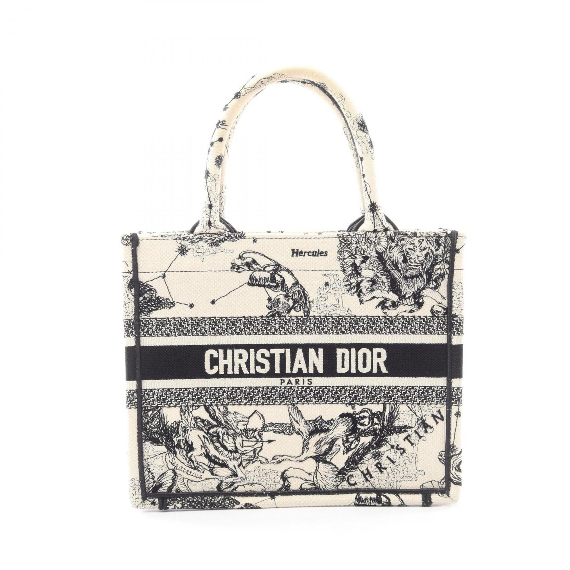 Christian Dior Black Ivory Canvas Handbag Tote Bag (Pre-Owned)