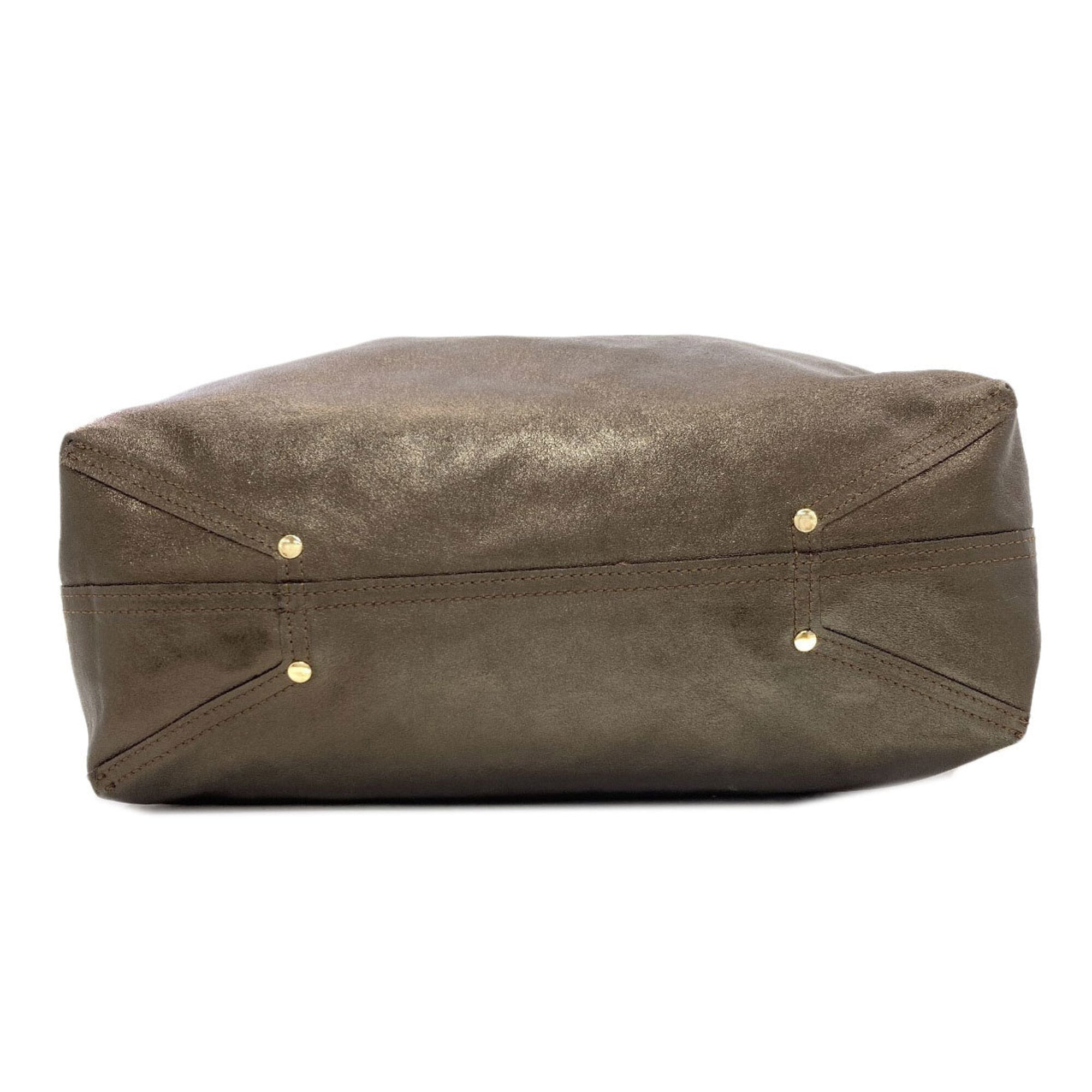 Tiffany Bronze Leather Pouch Tote Bag (Pre-Owned)