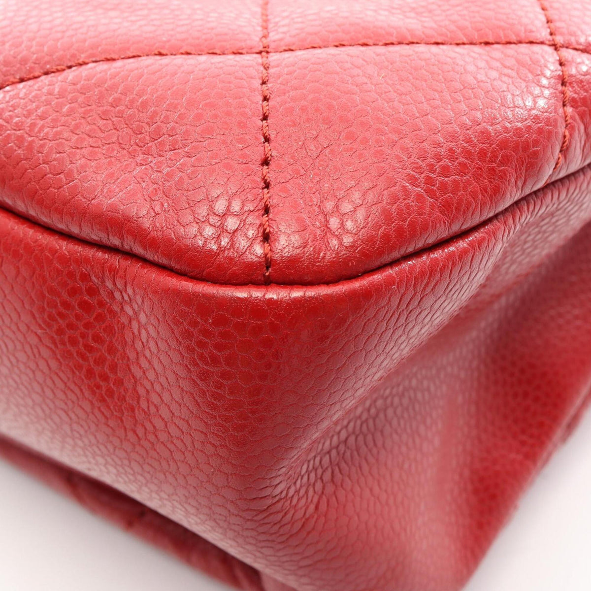 Chanel Red Color Grained Calfskin Handbag Tote Bag (Pre-Owned)