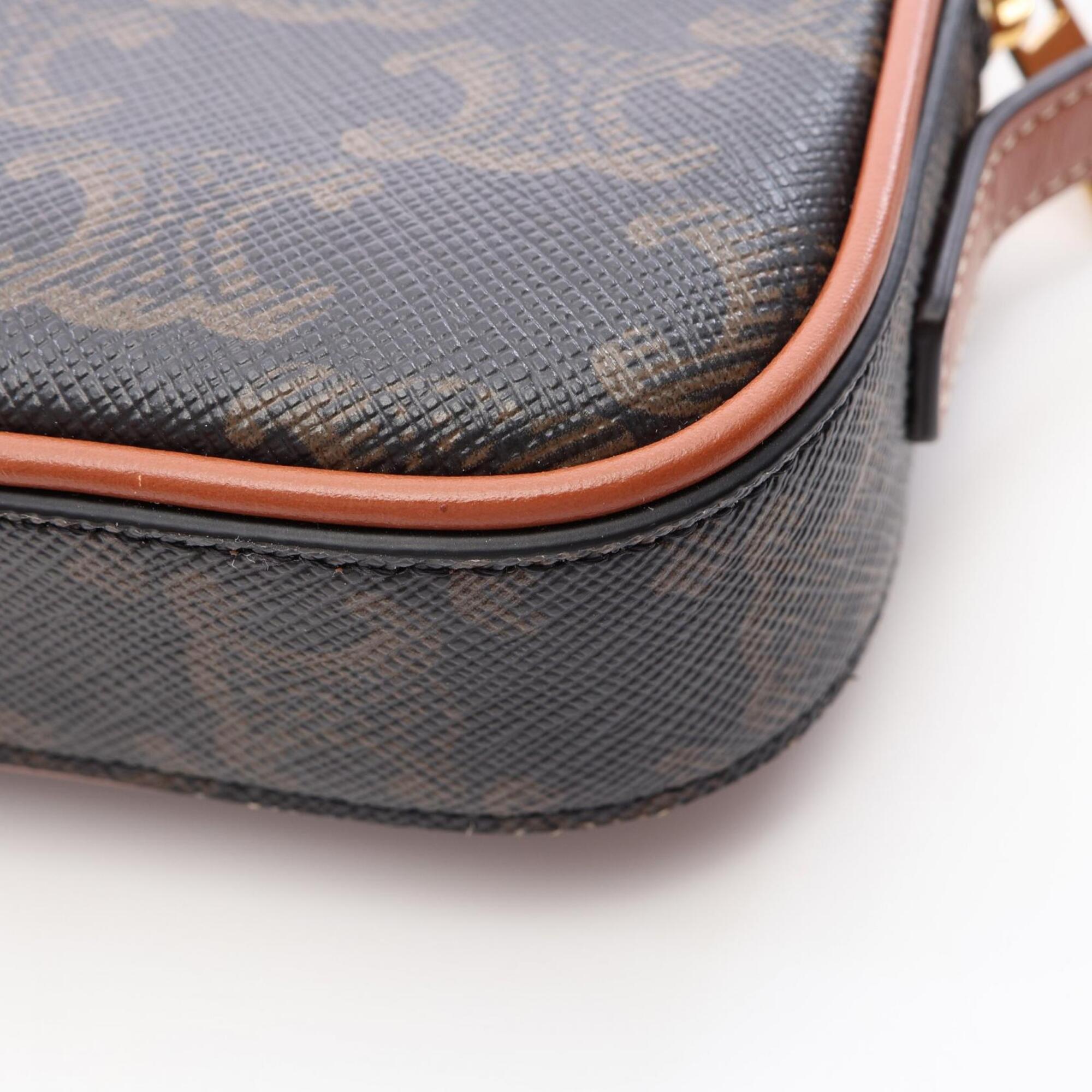 Celine Black Brown Coated Canvas Leather Handbag Shoulder Bag (Pre-Owned)