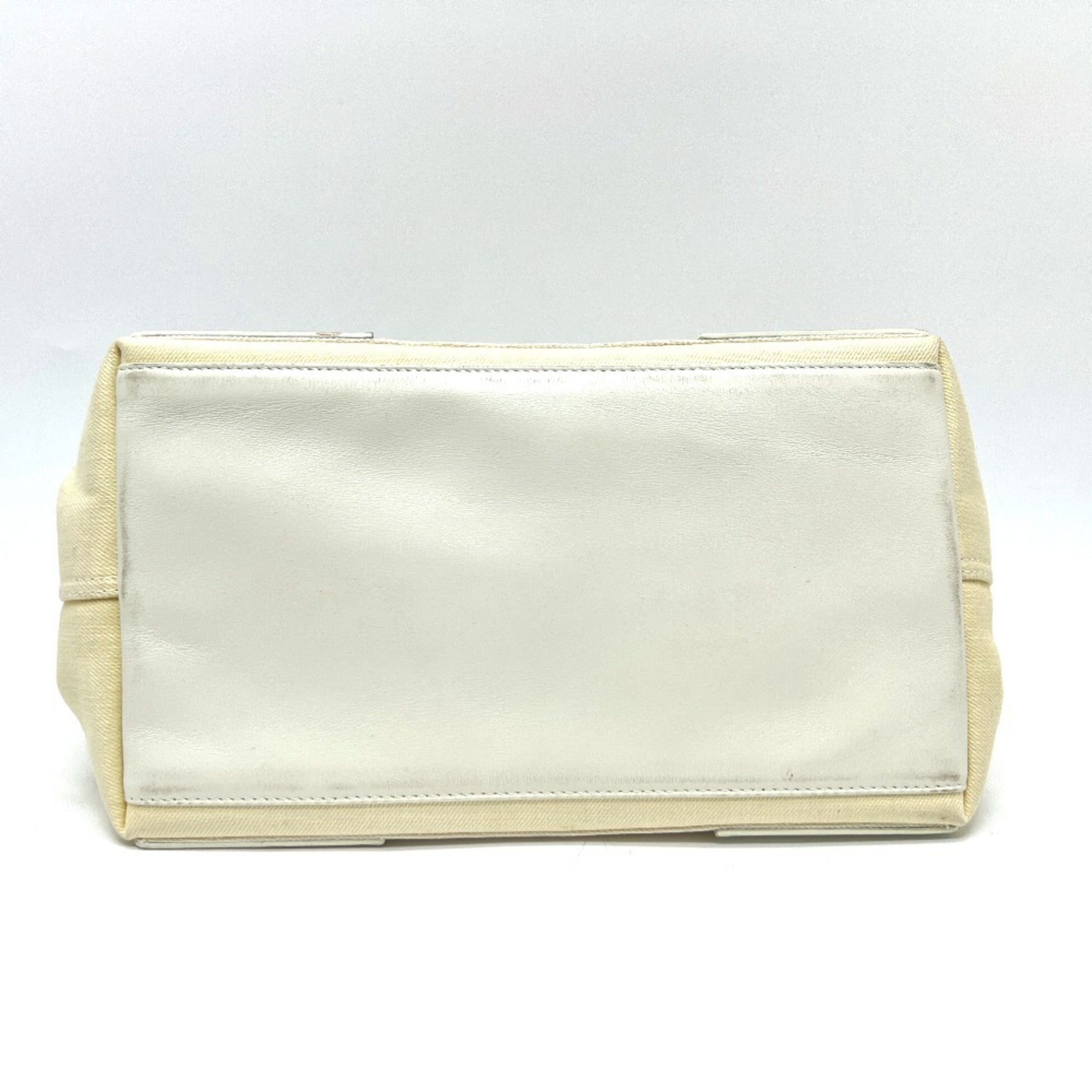 Balenciaga White Canvas Leather Handbag Tote Bag (Pre-Owned)