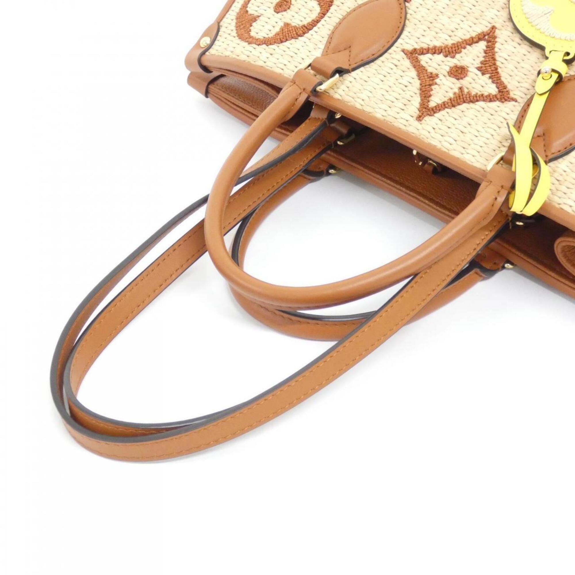 Louis Vuitton Beige Brown Raffia Handbag (Pre-Owned)