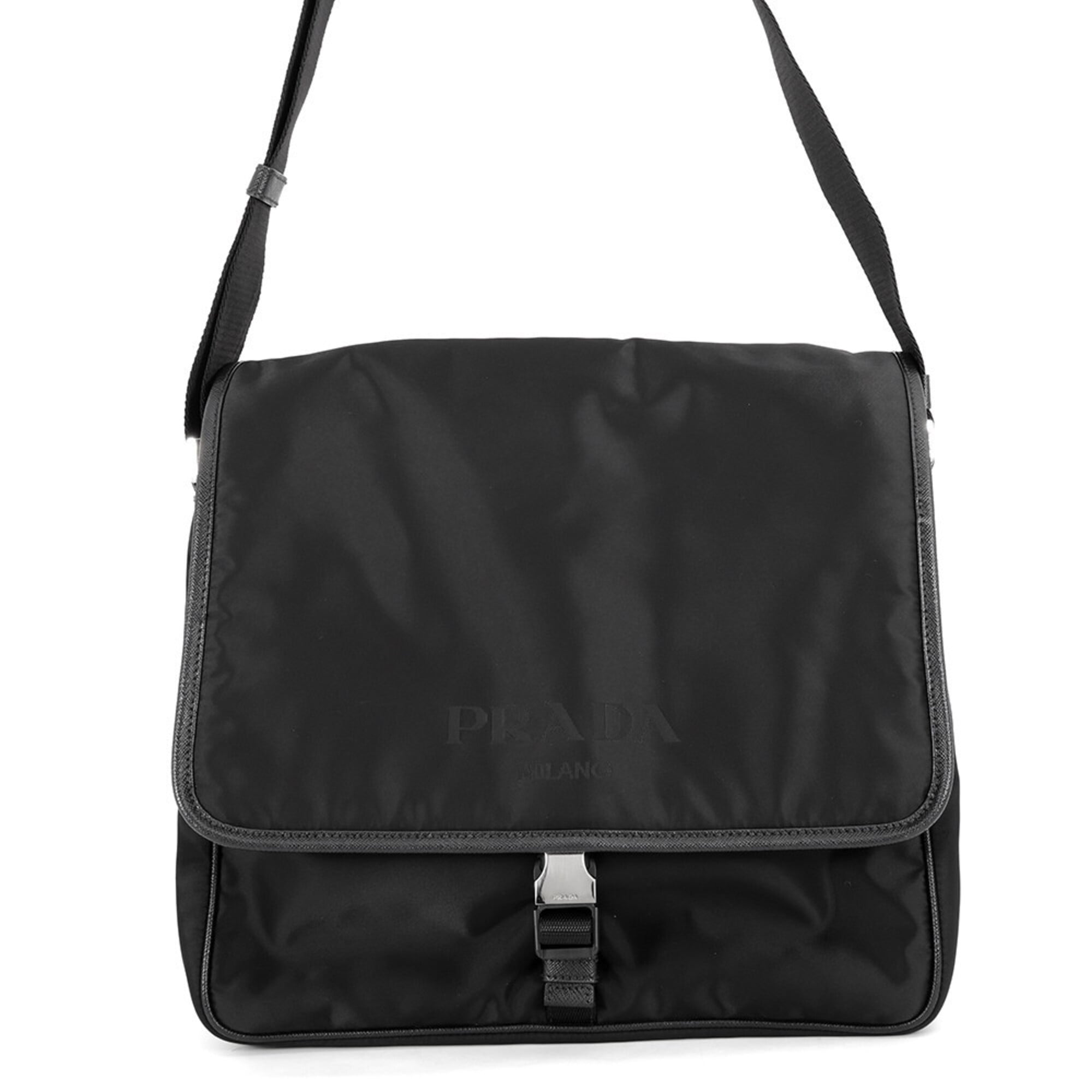 Prada Black Nylon Handbag Messenger Bag Shoulder Bag (Pre-Owned)
