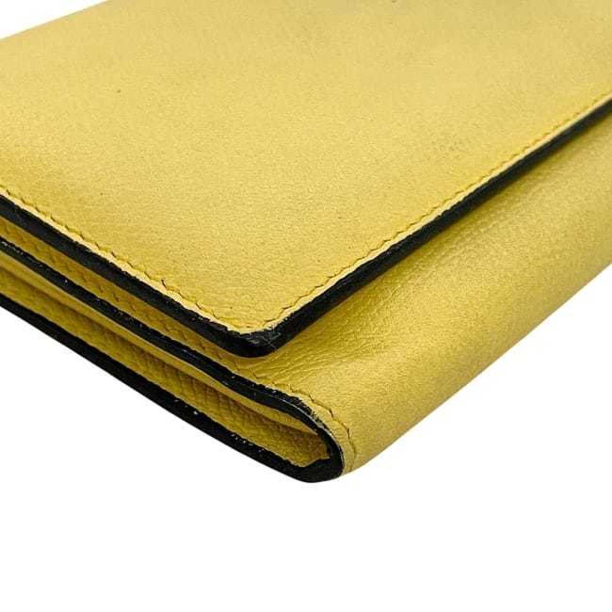 Valextra Yellow Leather Long Wallet (Bi-Fold) (Pre-Owned)