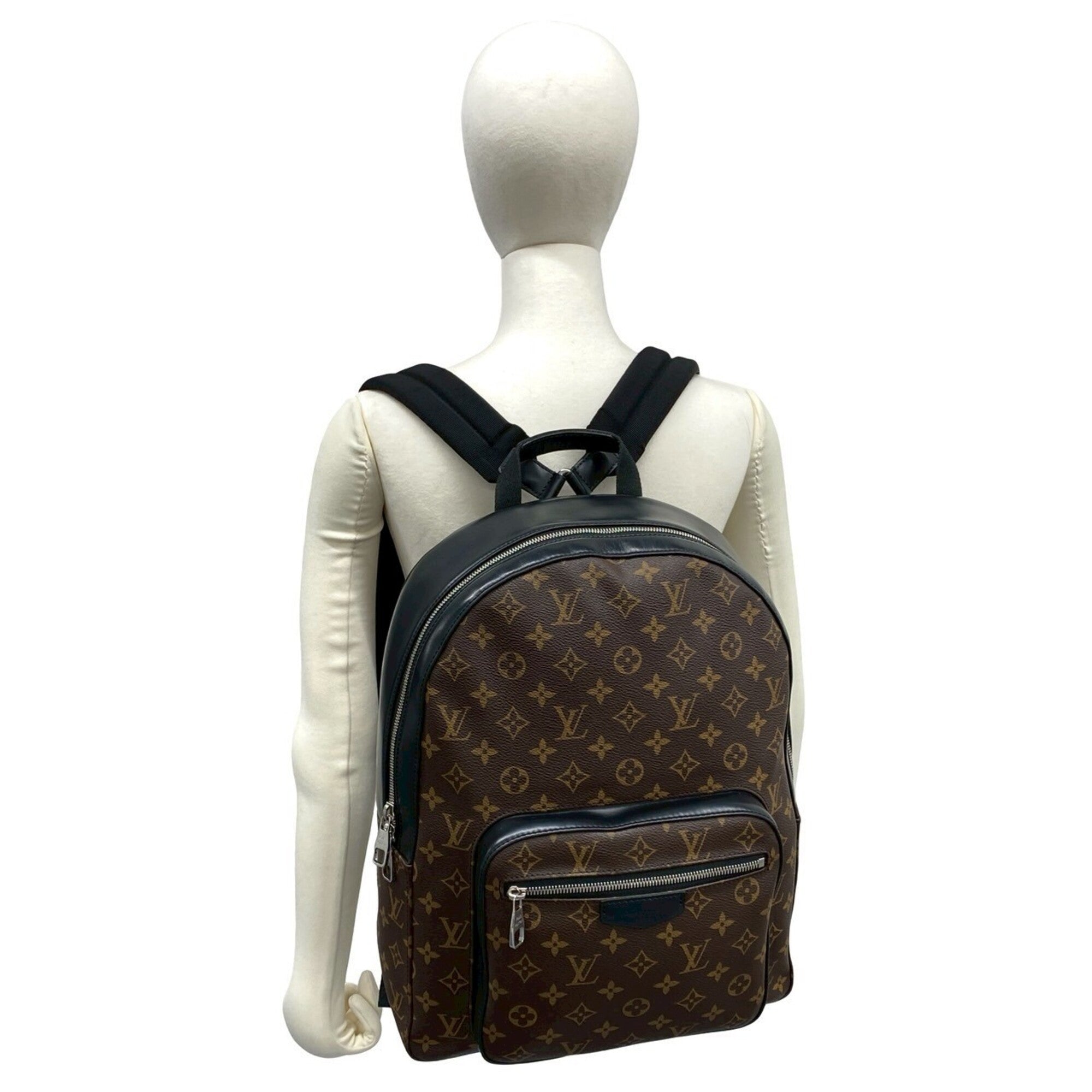 Louis Vuitton Black Brown Leather Pvc Backpack (Pre-Owned)