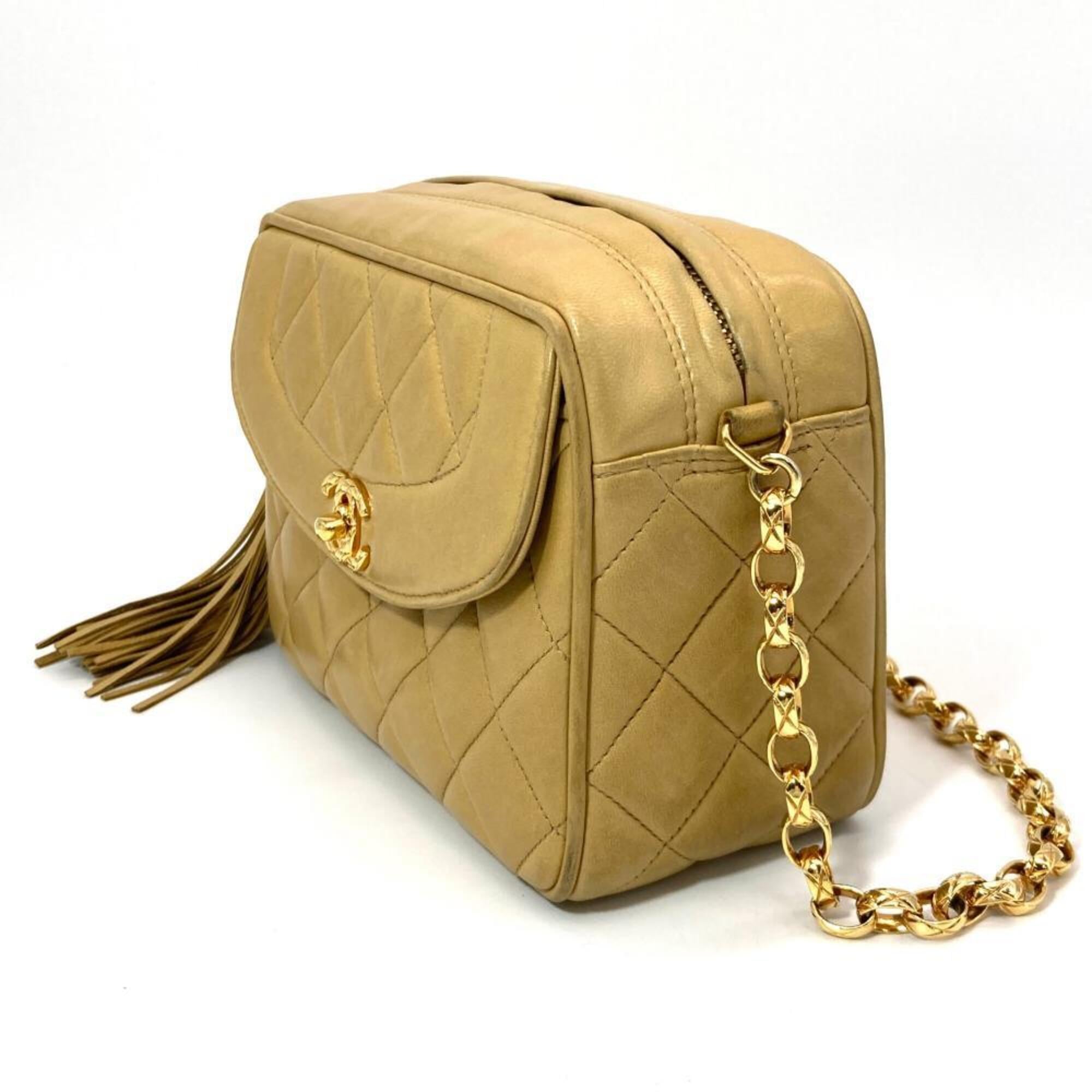 Chanel Beige Beige Gold Black Shoulder Bag (Pre-Owned)