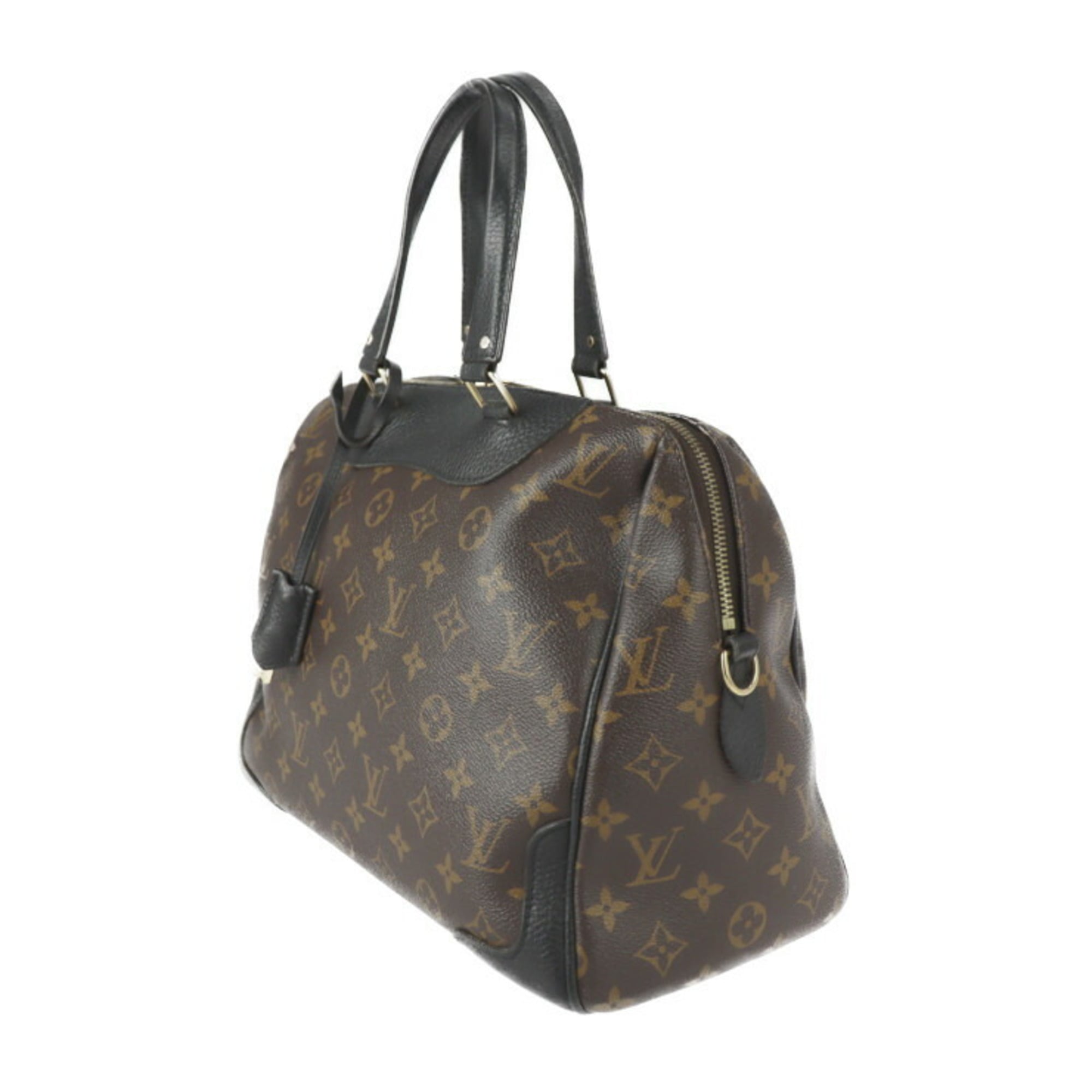 Louis Vuitton Black Brown Monogram Monogram Leather Boston Bag Handbag Shoulder Bag Tote Bag (Pre-Owned)