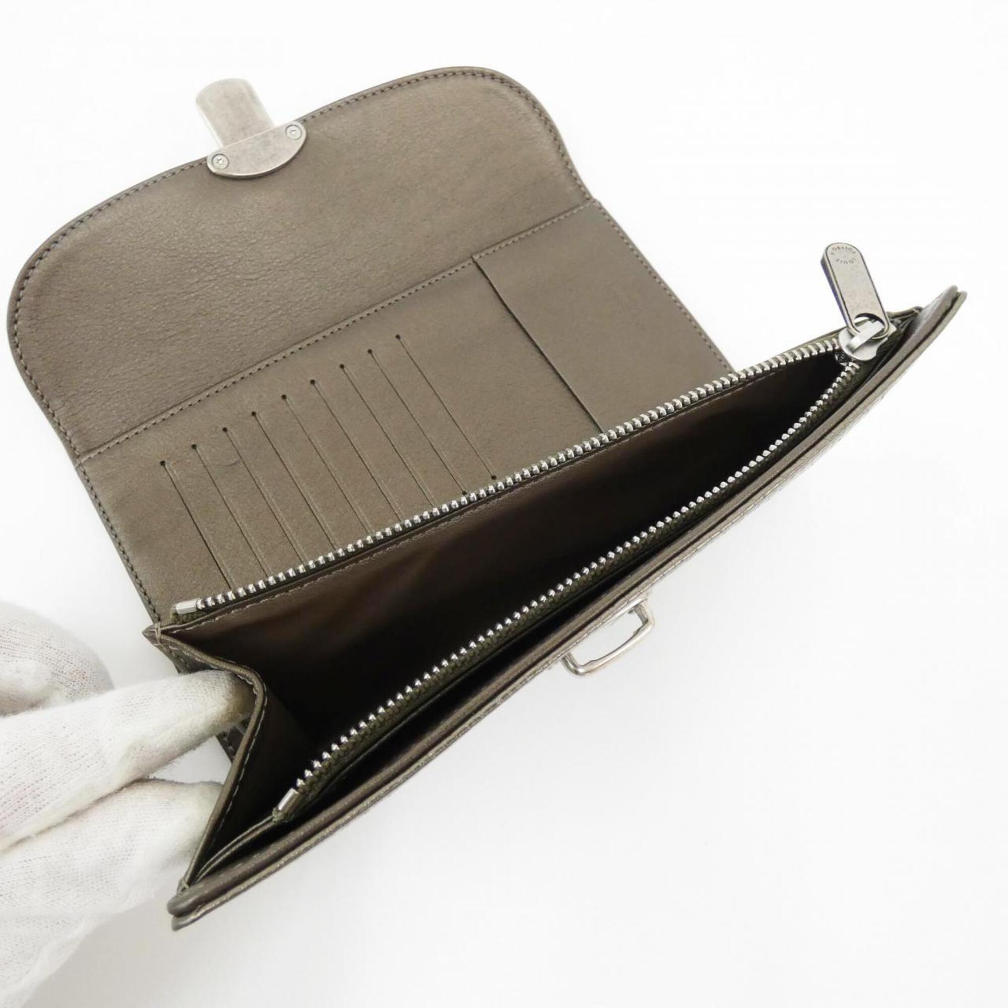 Louis Vuitton Bronze Matte Silver Leather Long Wallet (Bi-Fold) (Pre-Owned)