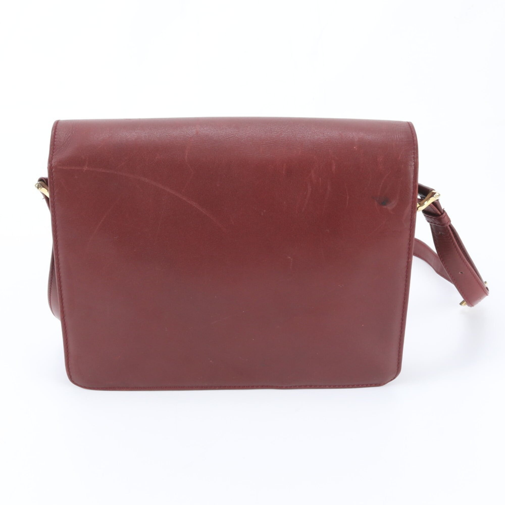 Cartier Wine Red Leather Handbag Shoulder Bag Tote Bag (Pre-Owned)