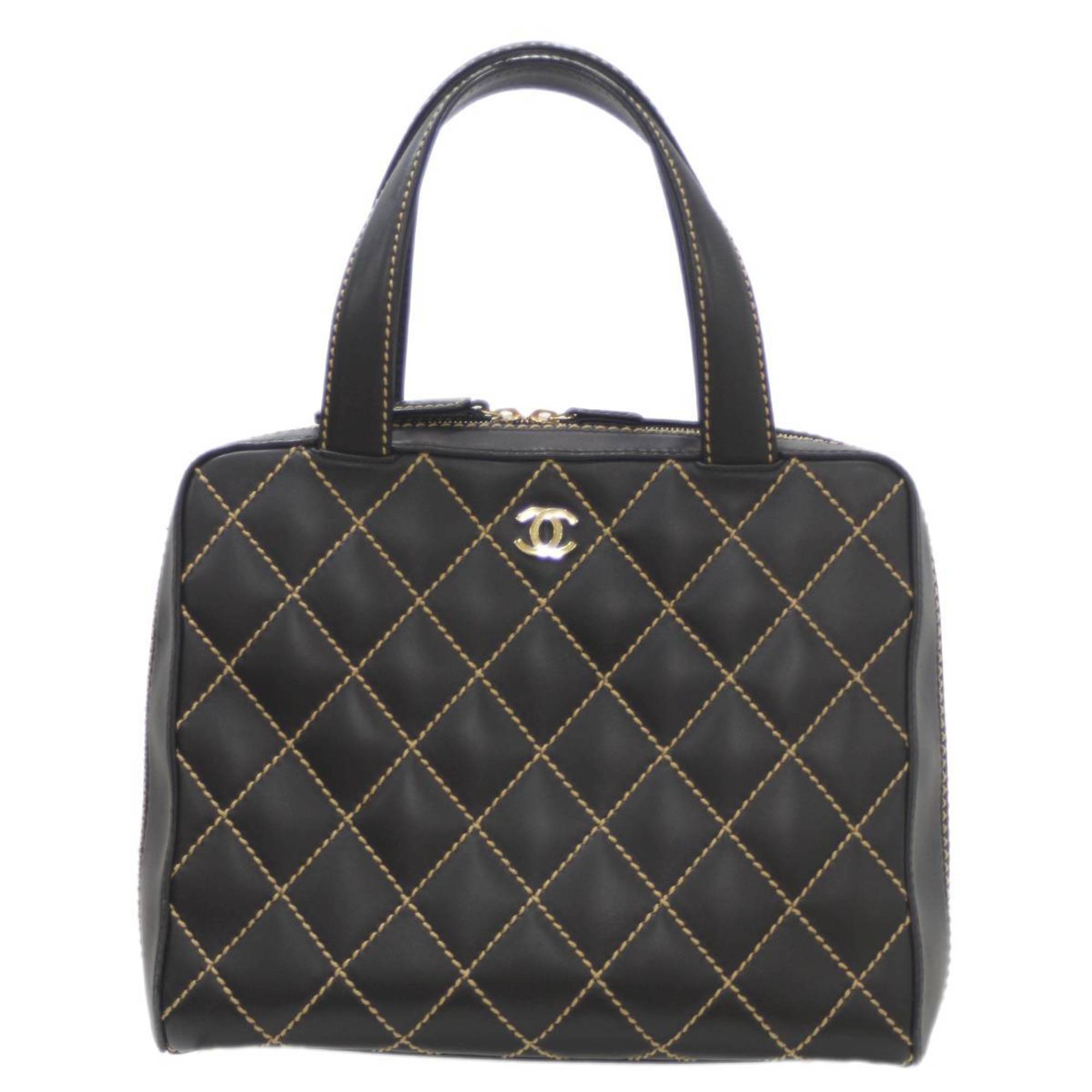 Chanel Wild Stitch Black Leather Handbag (Pre-Owned)