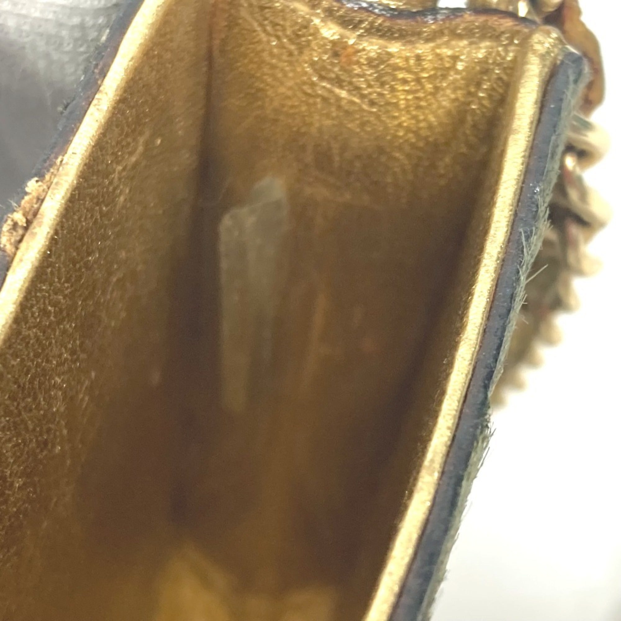 Chanel Gold Khaki Leather Pochette Shoulder Bag (Pre-Owned)