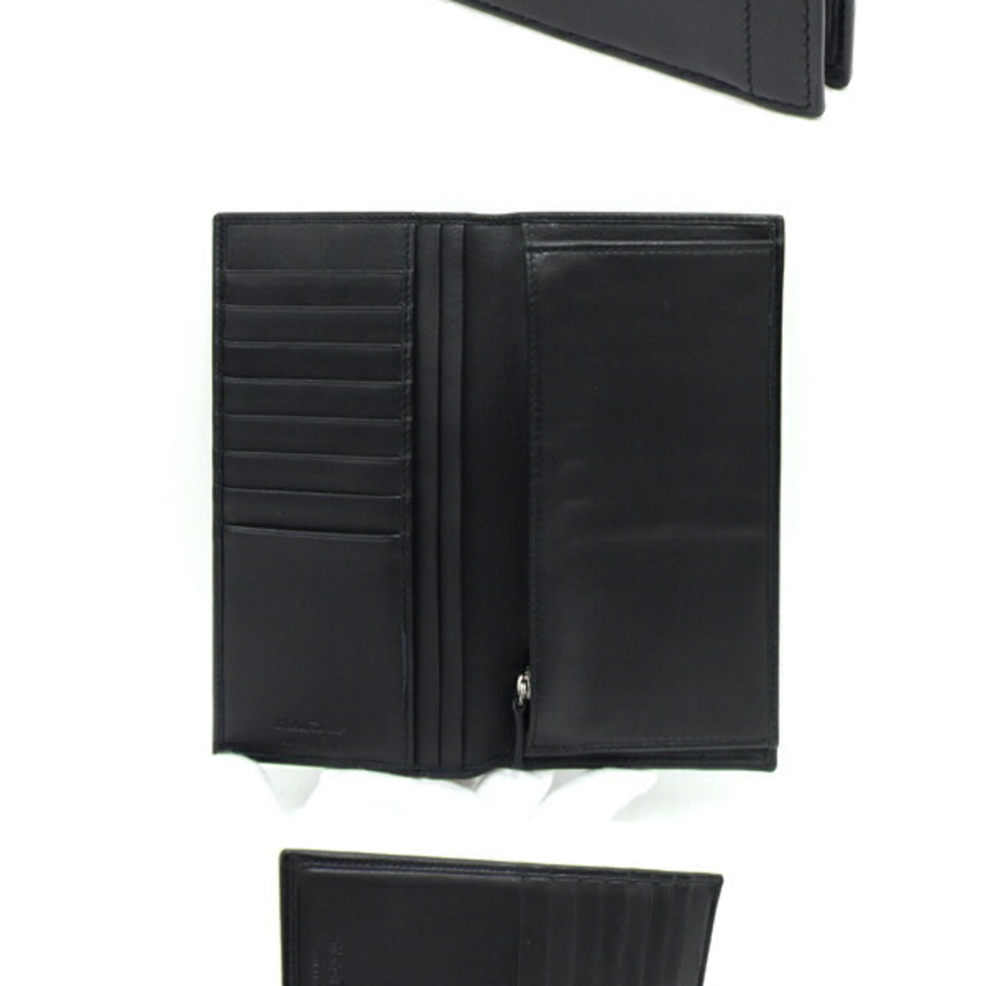 Salvatore Ferragamo Black Leather Long Wallet (Bi-Fold) (Pre-Owned)