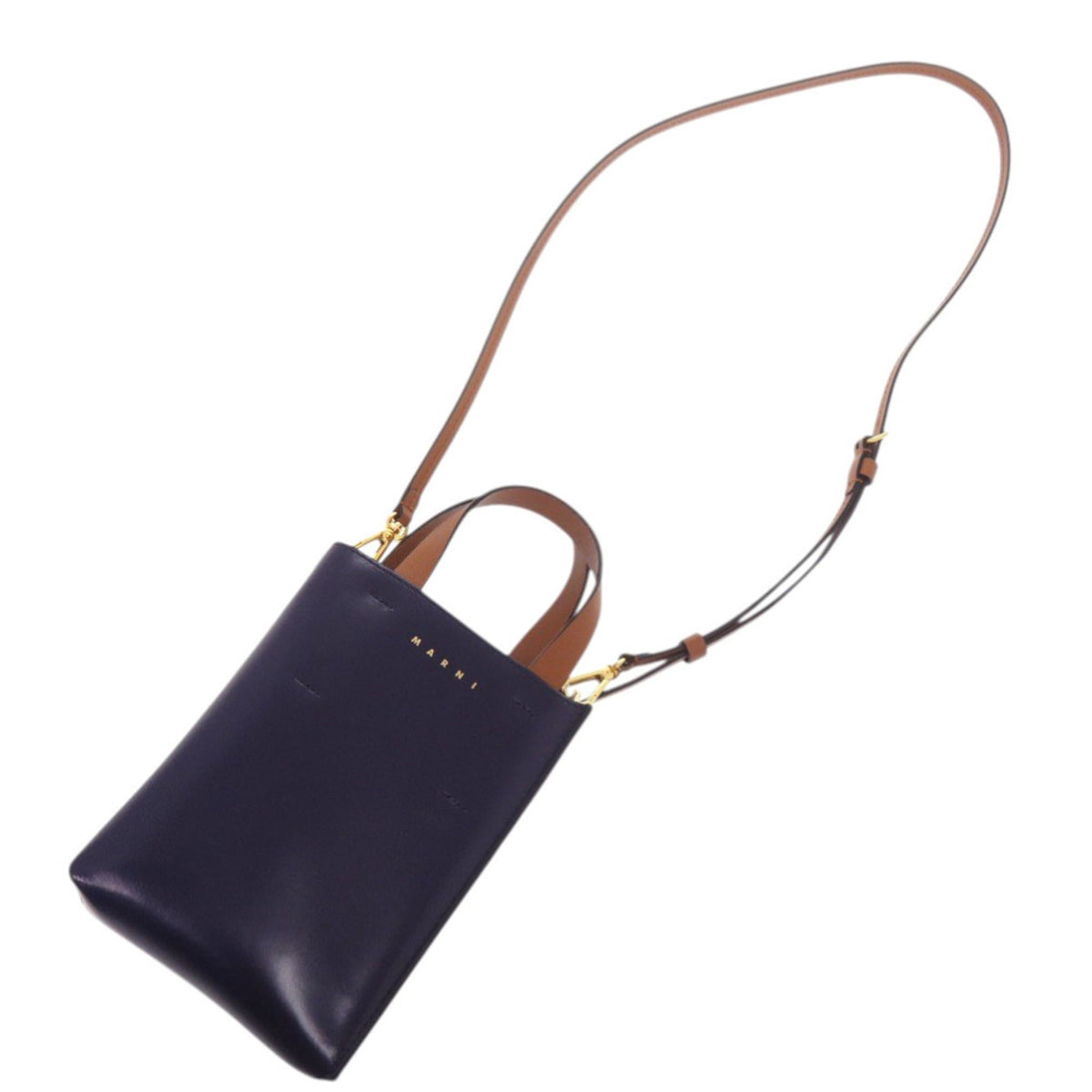Marni Brown Navy Leather Handbag (Pre-Owned)