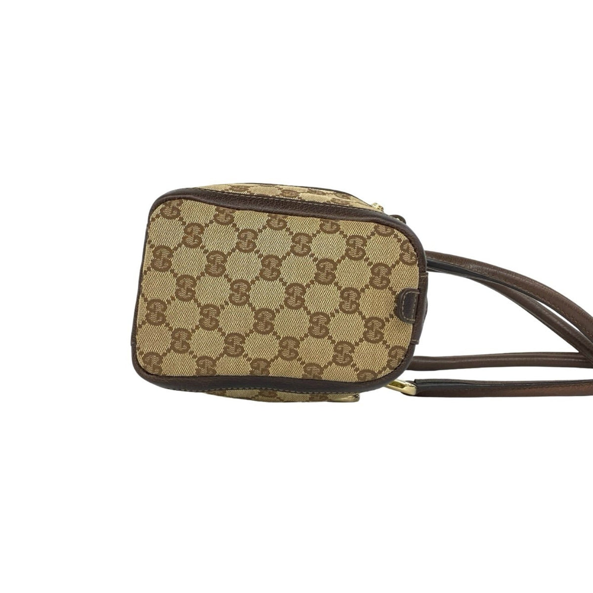Gucci Brown Canvas Leather Boston Bag Handbag Shoulder Bag (Pre-Owned)