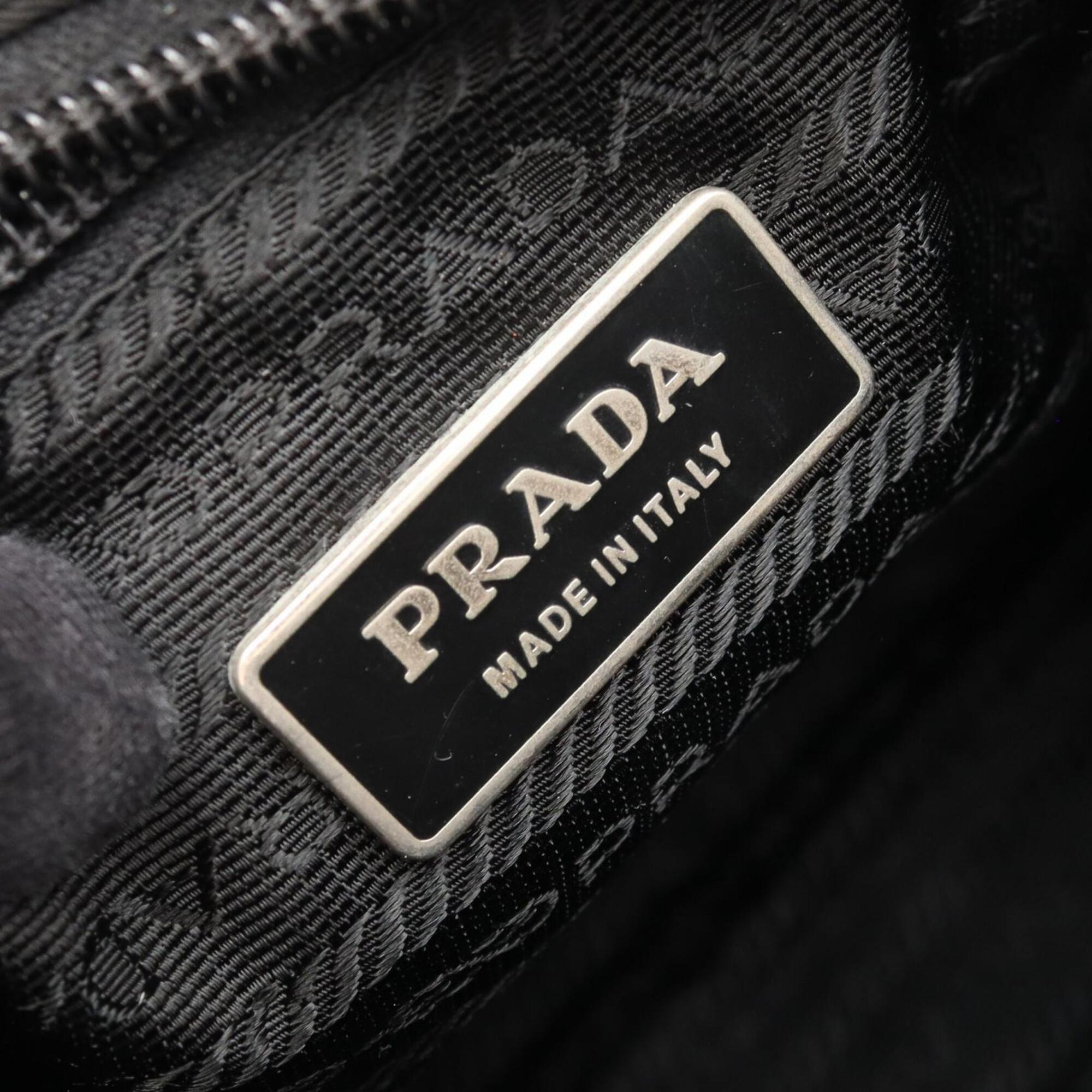 Prada Black Nylon Leather Handbag Shoulder Bag (Pre-Owned)