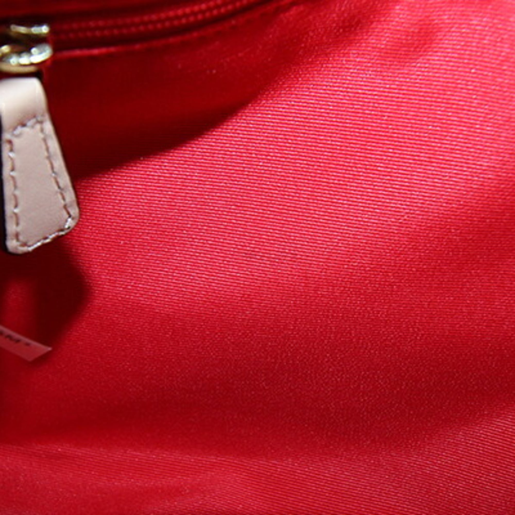 Coach Beige Red Color White Leather Pvc Handbag Shoulder Bag (Pre-Owned)