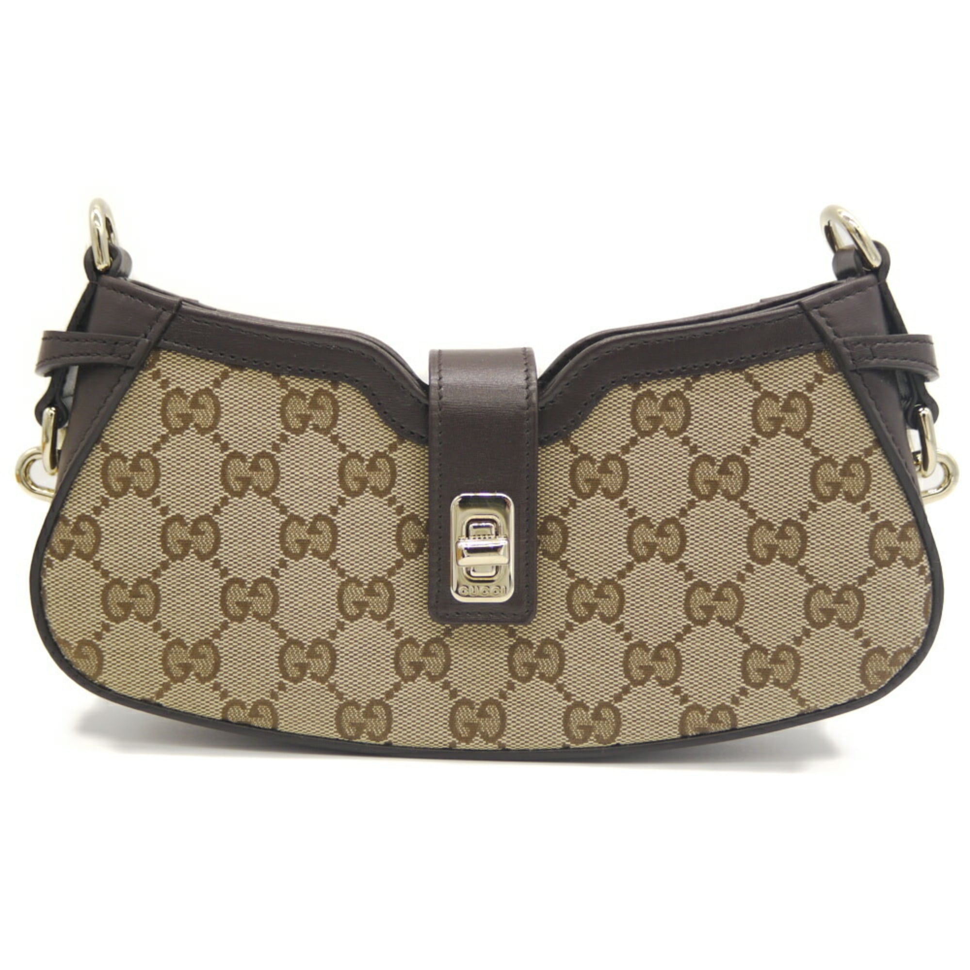 Gucci Beige Gg Canvas Leather Shoulder Bag (Pre-Owned)