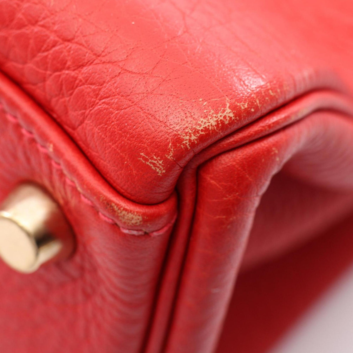 Hermes Red Color Taurillon Clemence Leather Handbag (Pre-Owned)