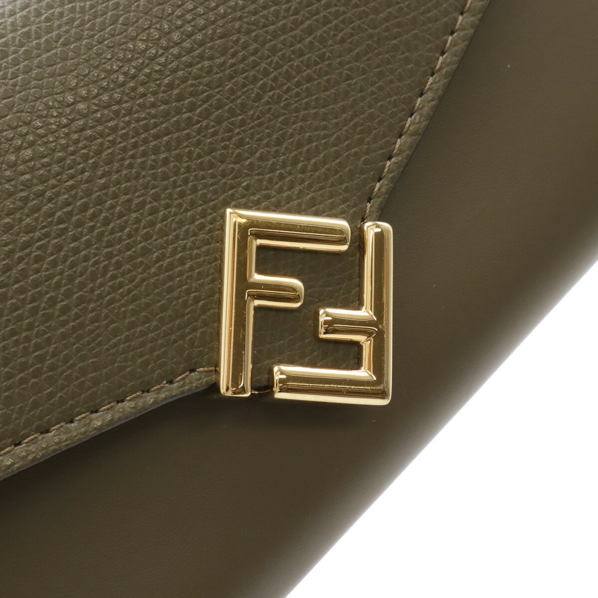 Fendi Grayish Leather Chain/Shoulder Wallet (Pre-Owned)