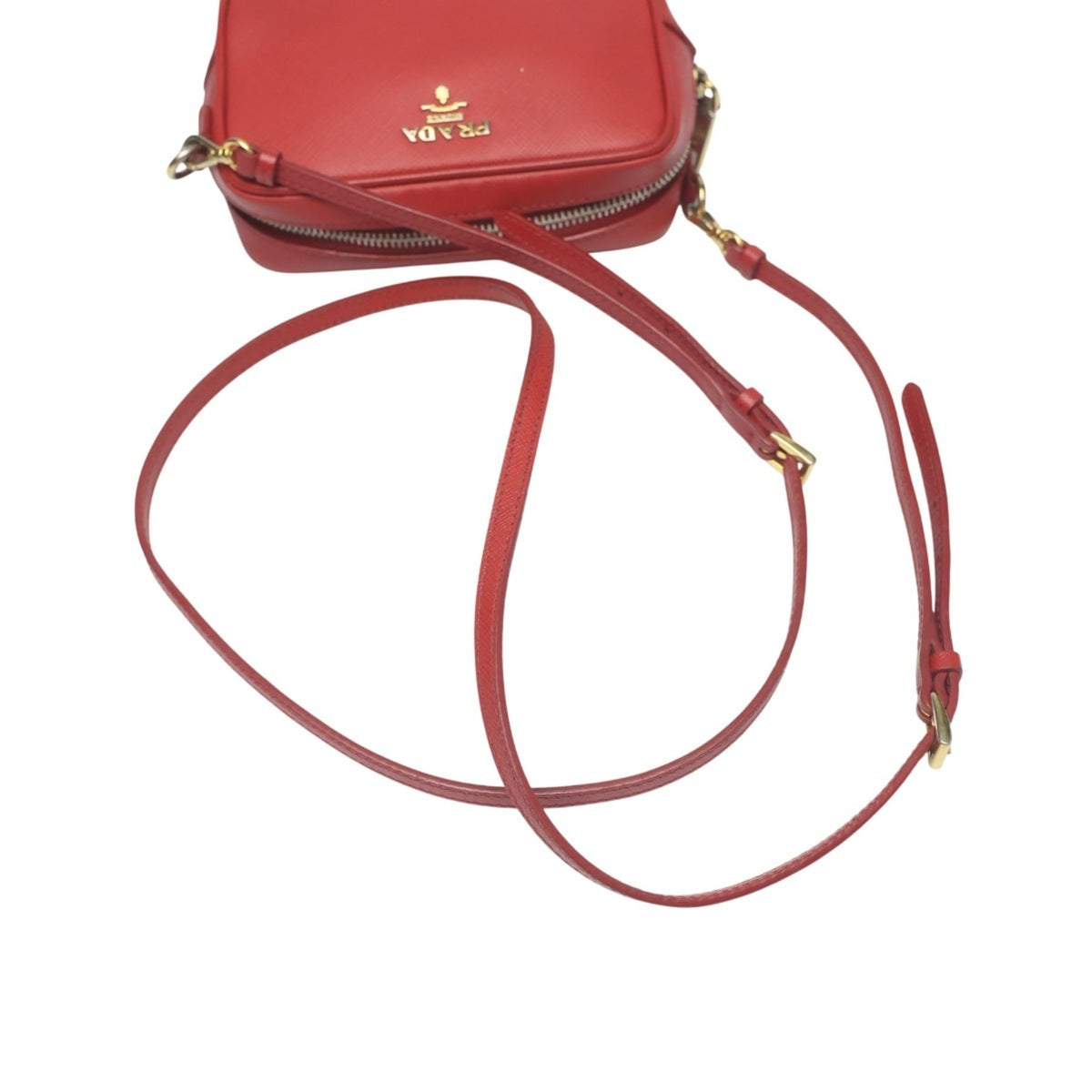 Prada Red Color Leather Shoulder Bag (Pre-Owned)