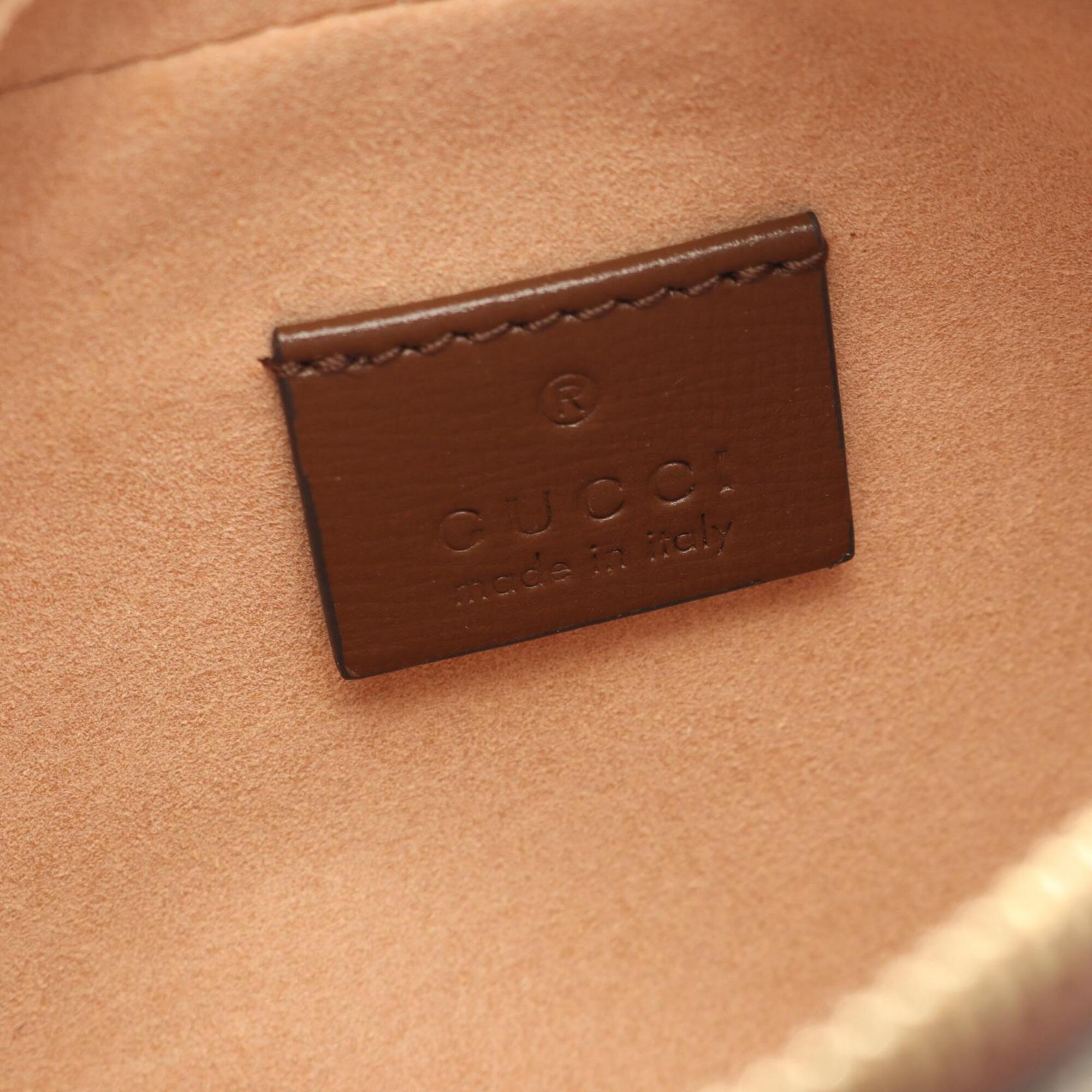 Gucci Beige Brown Coated Canvas Leather Handbag Shoulder Bag (Pre-Owned)