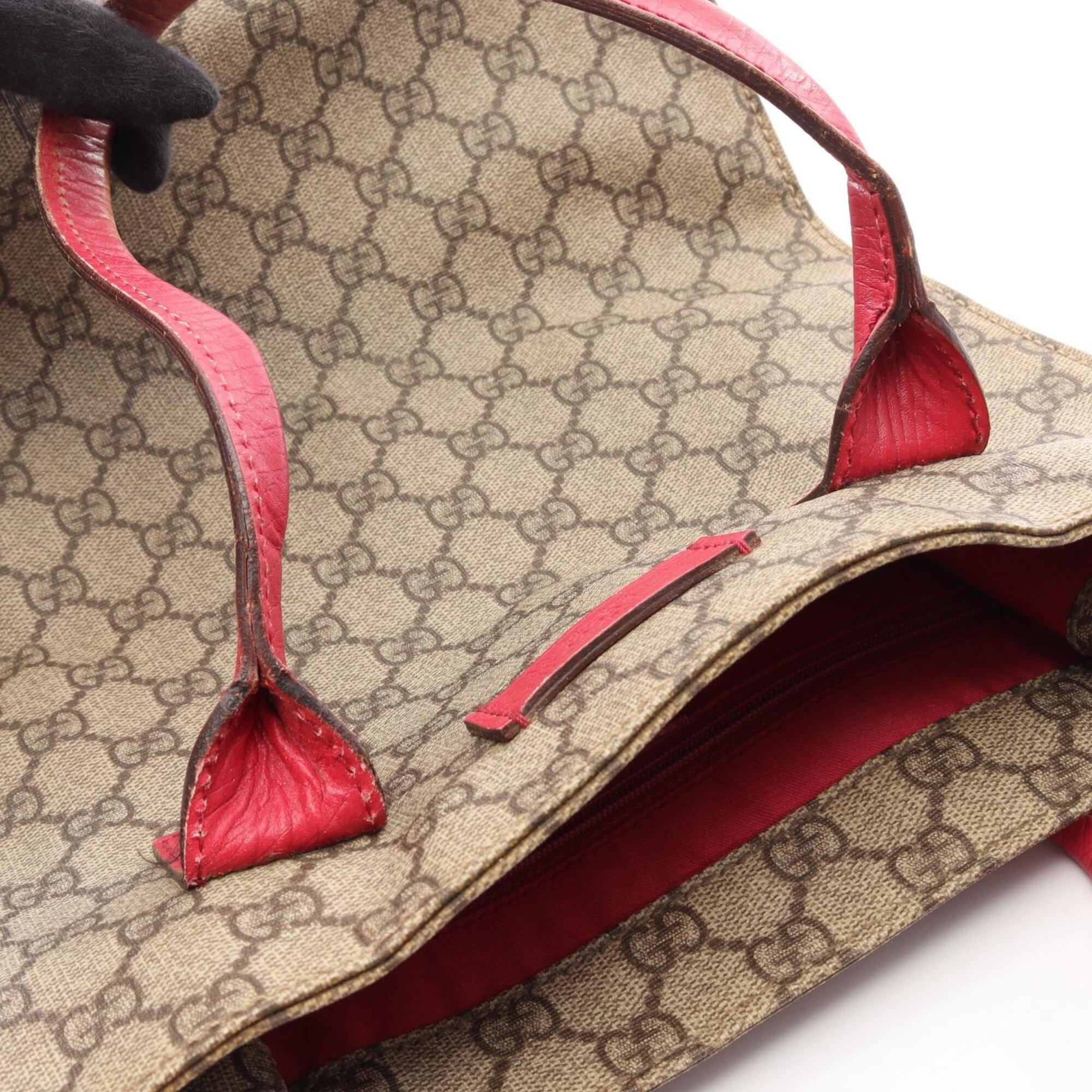 Gucci Beige Pink Pvc Coated Canvas Leather Handbag Tote Bag (Pre-Owned)