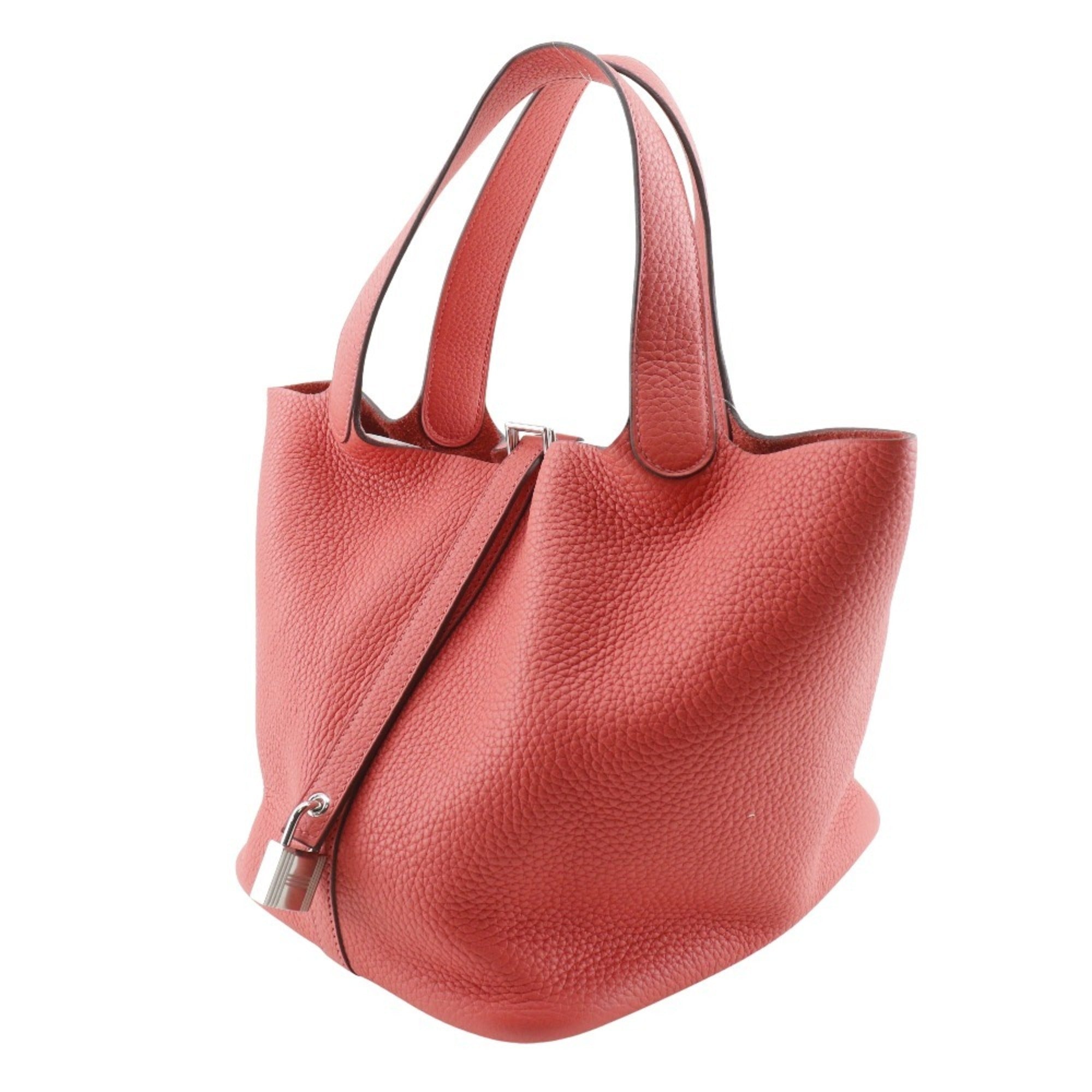 Hermes Red Color Taurillon Clemence Leather Handbag (Pre-Owned)