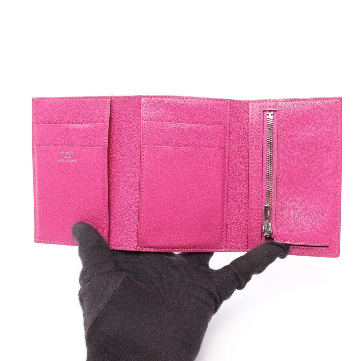 Hermes Pink Chevre Leather Wallet (Tri-Fold) (Pre-Owned)