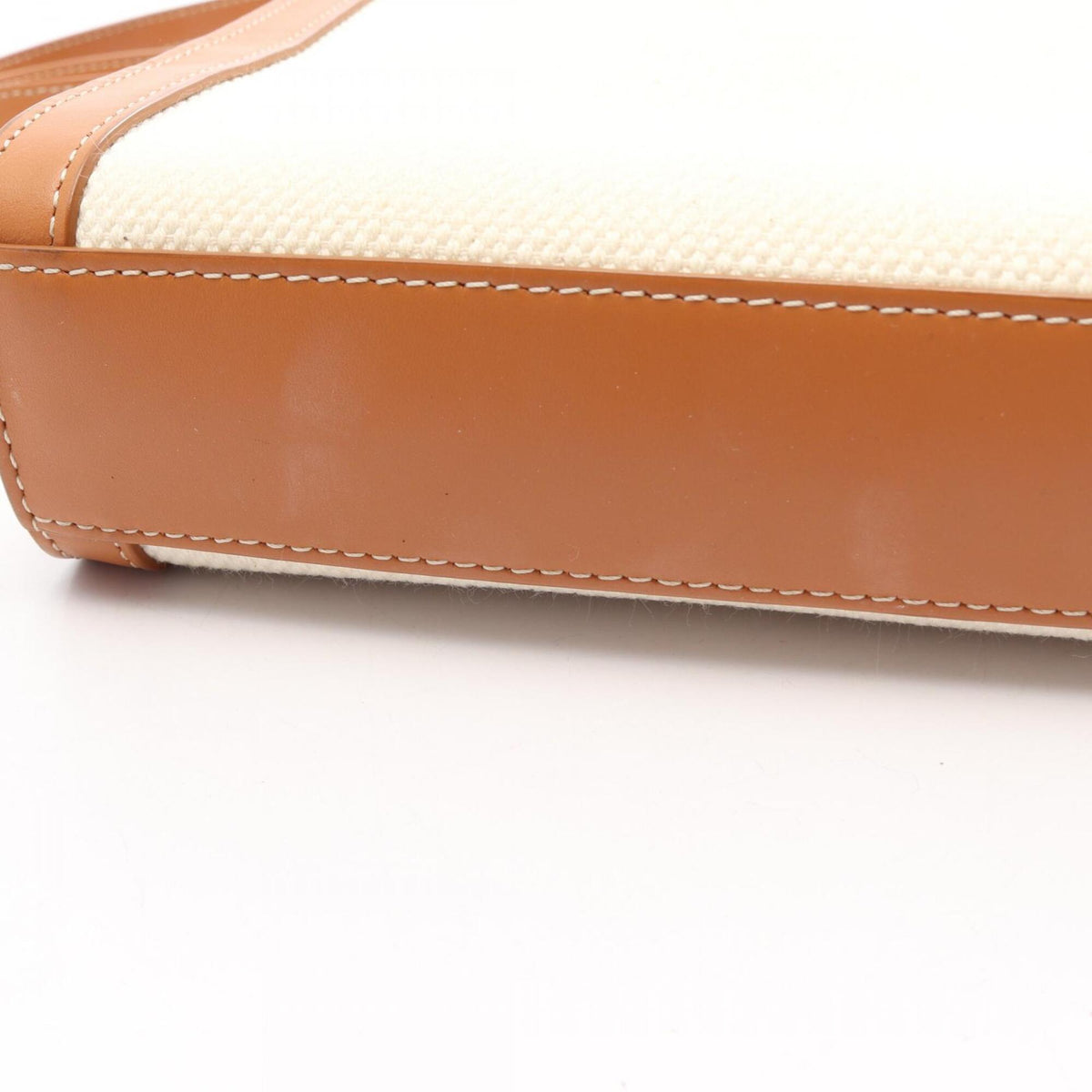 Celine Brown Ivory Canvas Leather Handbag (Pre-Owned)