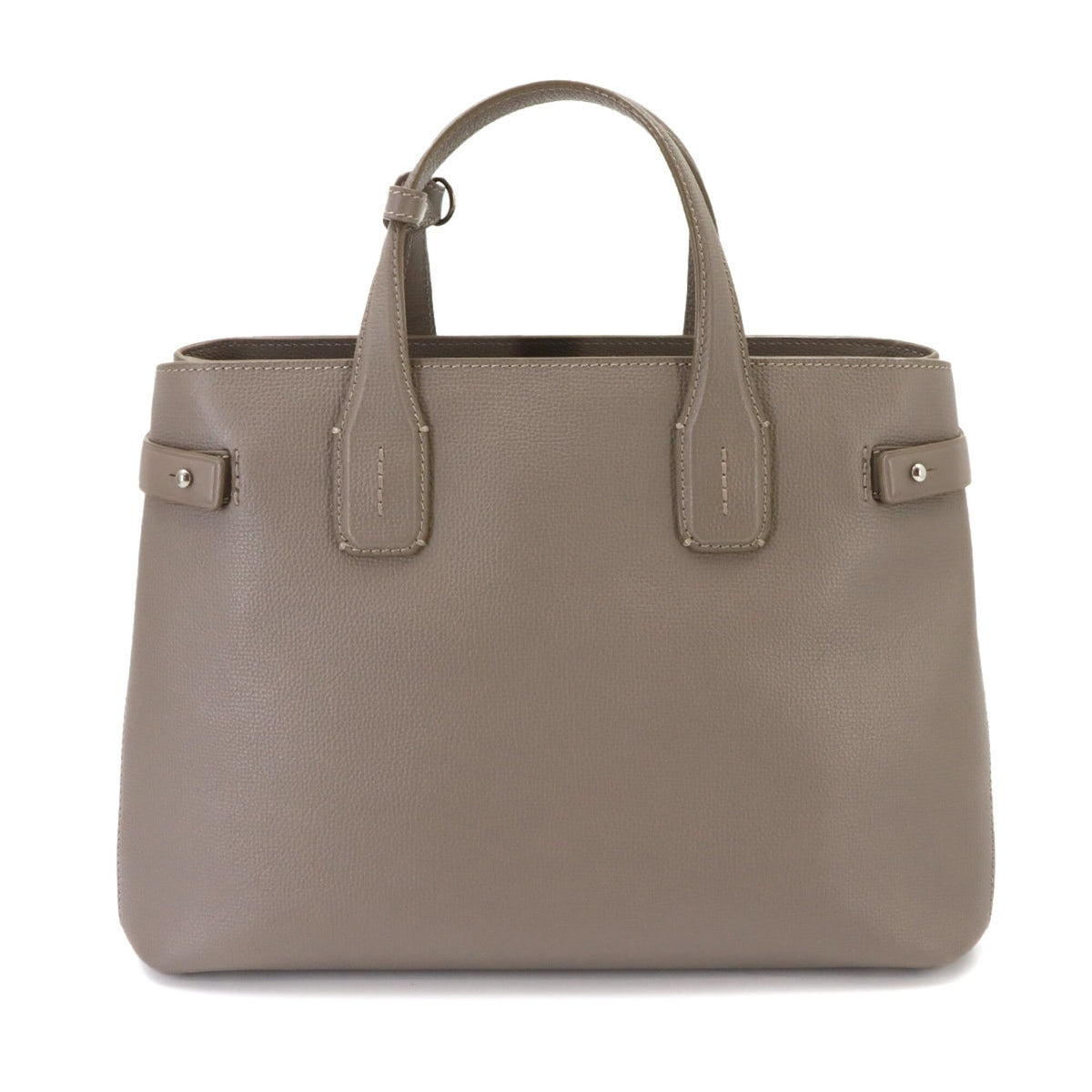 Burberry Beige White Leather Handbag Tote Bag (Pre-Owned)