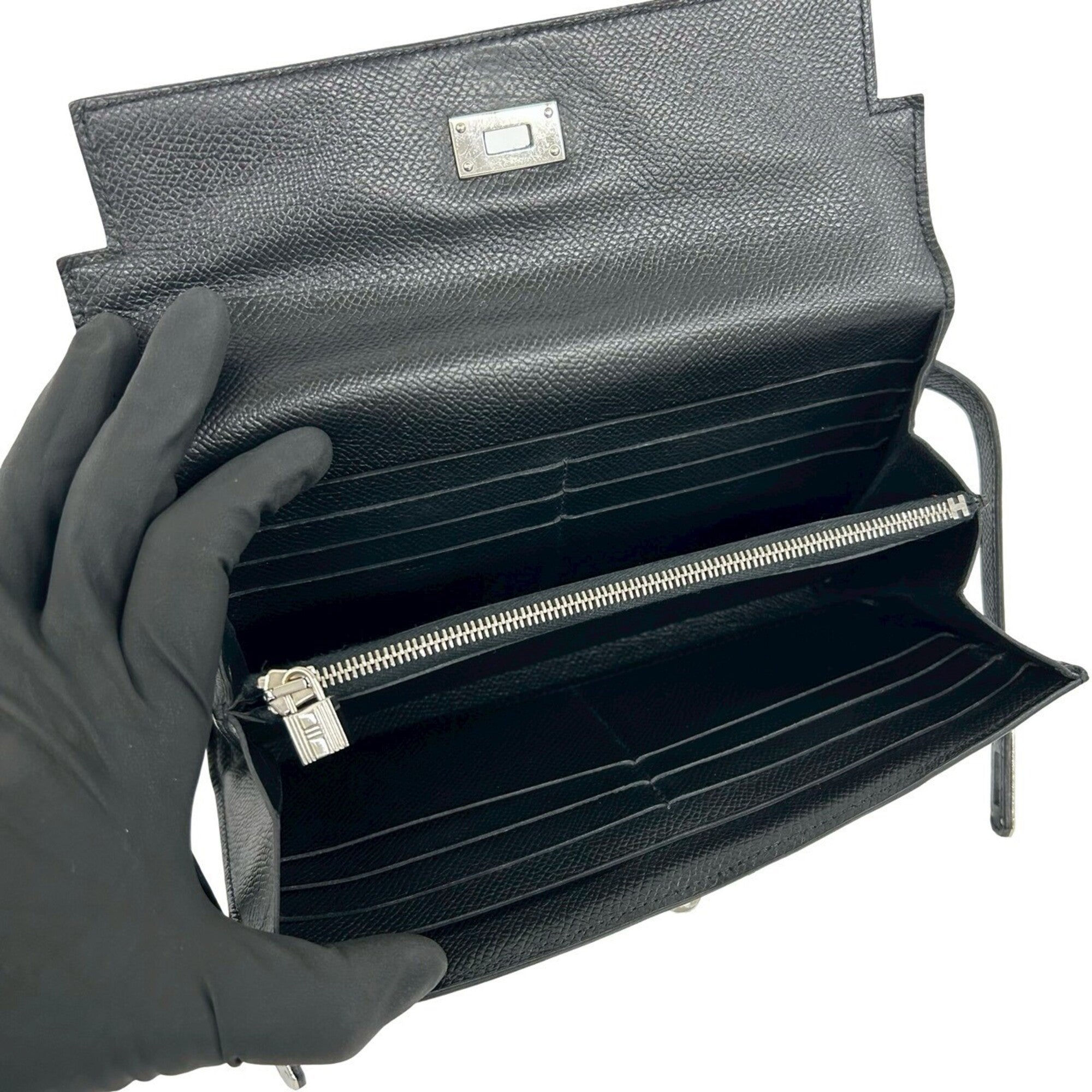 Hermes Black Epsom Leather Long Wallet (Bi-Fold) (Pre-Owned)