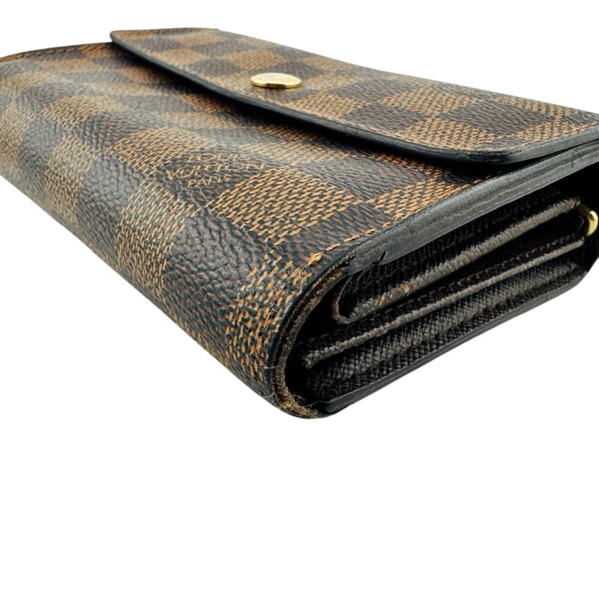 Louis Vuitton Damier Brown Leather Wallet (Tri-Fold) (Pre-Owned)