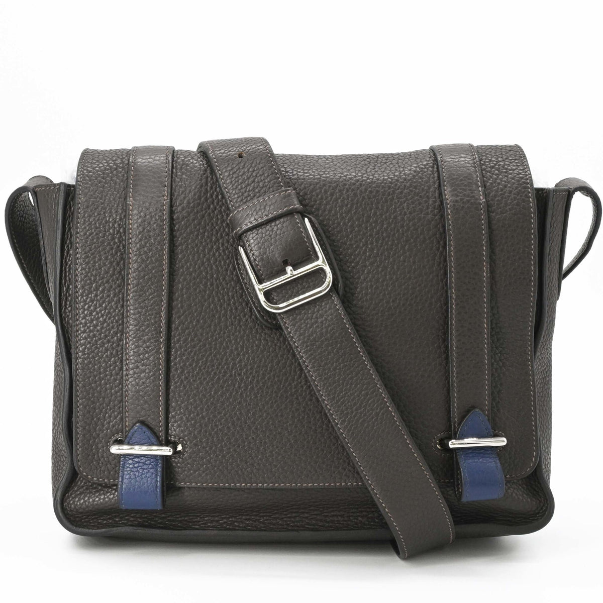 Hermes Caporal Blue Etain Taurillon Clemence Leather Shoulder Bag (Pre-Owned)
