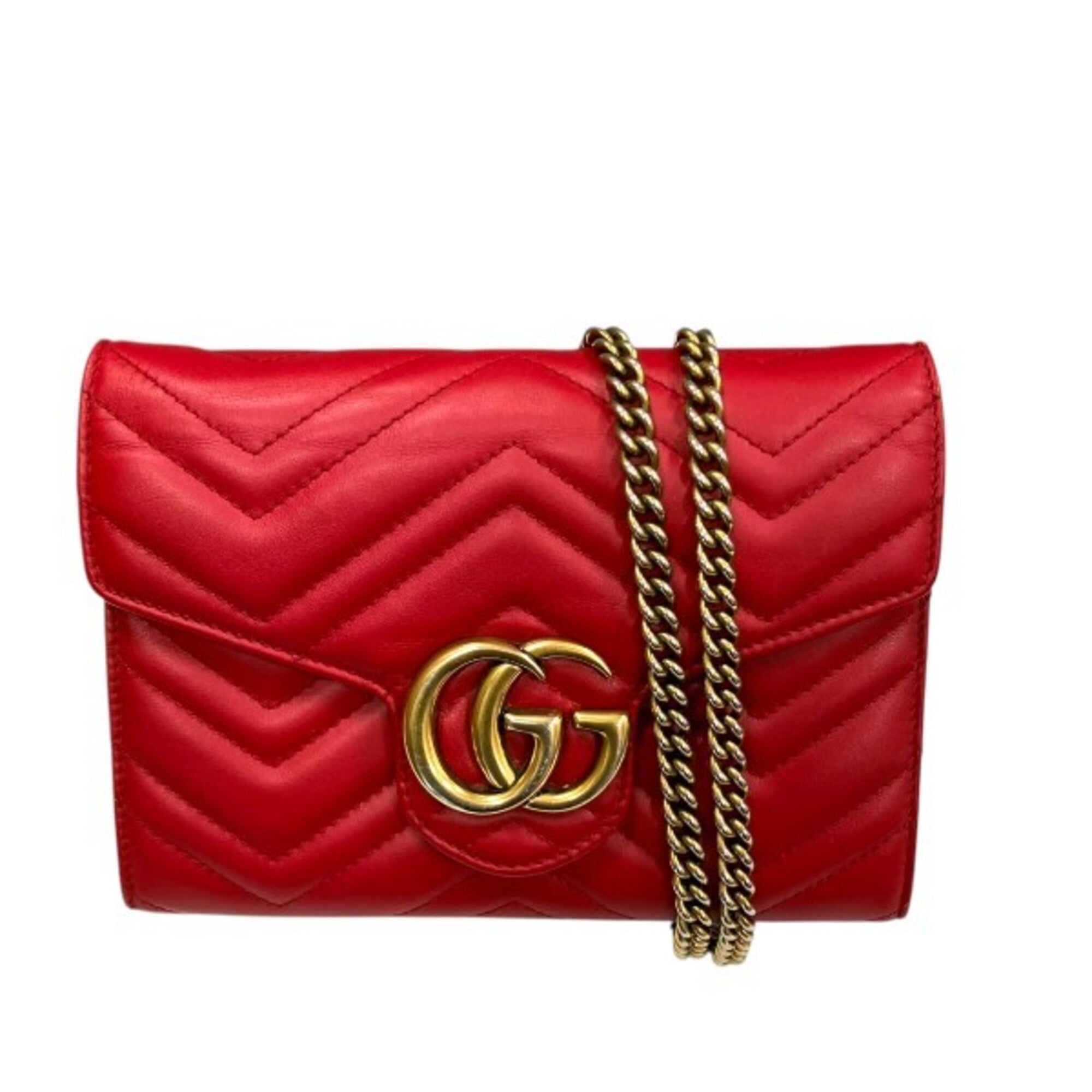 Gucci Red Color Chain/Shoulder Wallet (Pre-Owned)