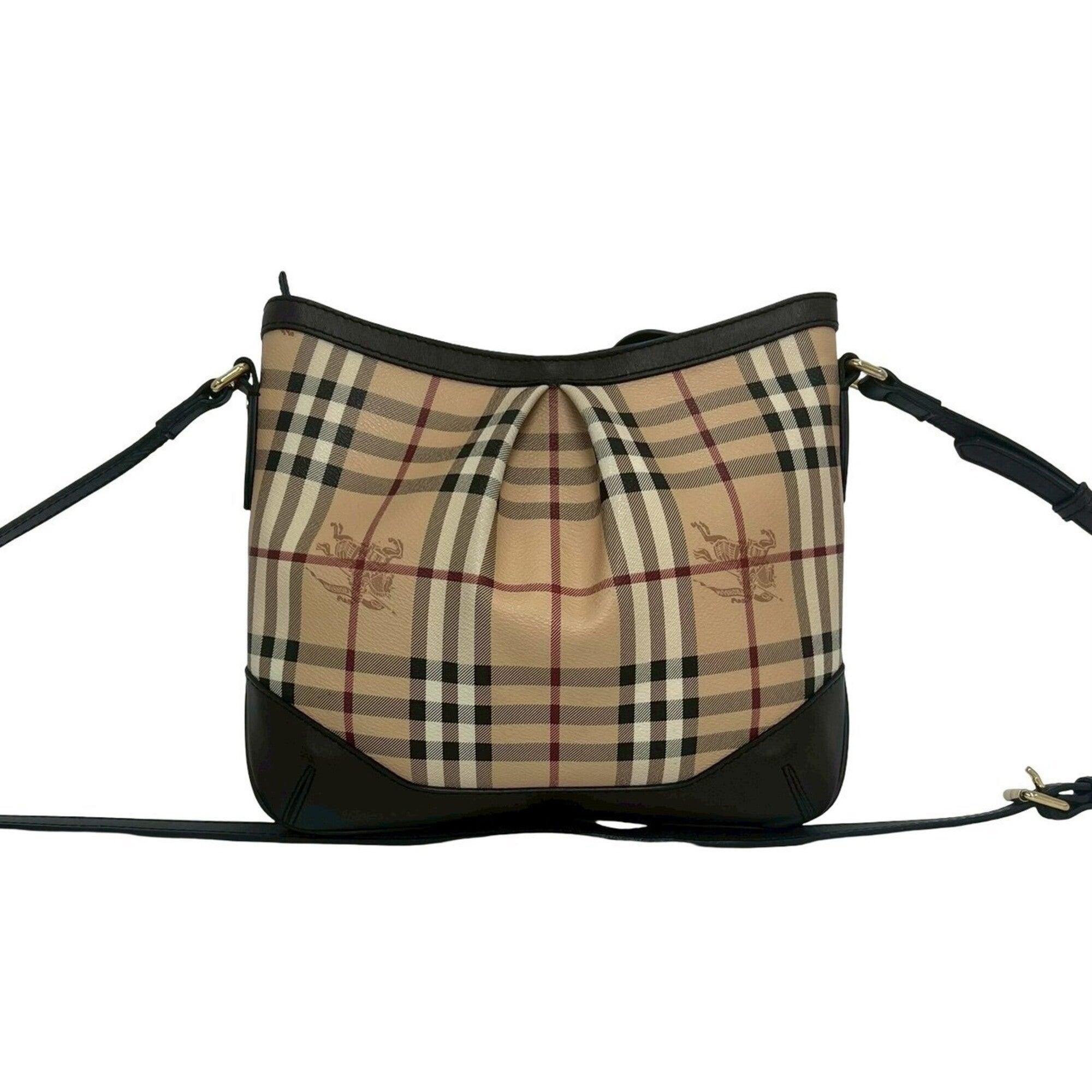 Burberry Beige Black Brown Red Color White Leather Pvc Pochette Shoulder Bag (Pre-Owned)