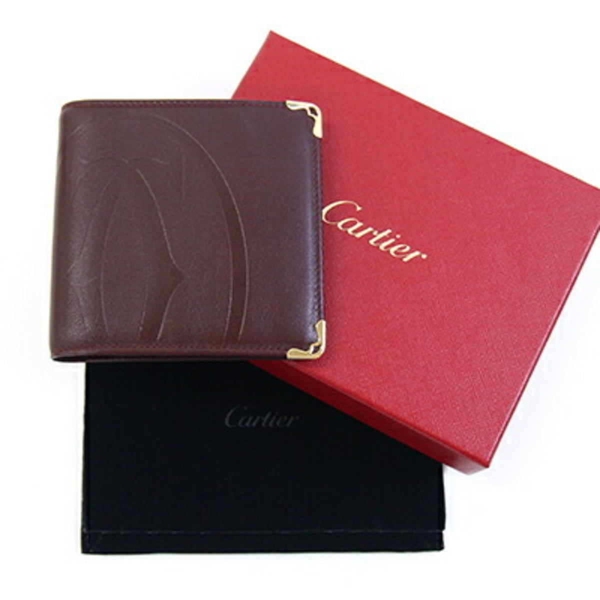 Cartier Must Bordeaux Leather Wallet (Bi-Fold) (Pre-Owned)