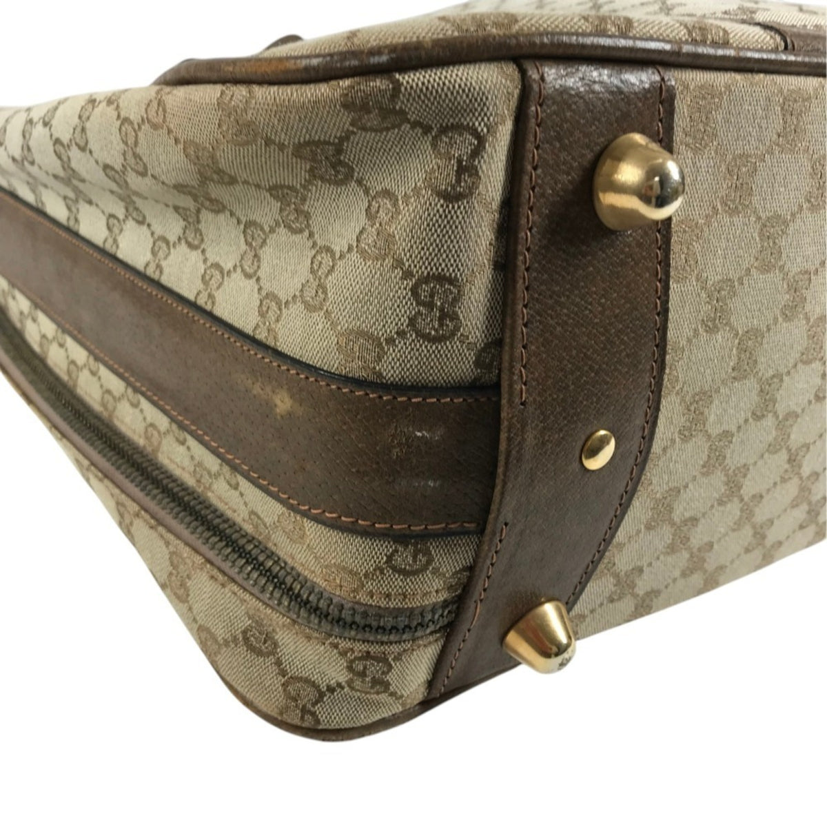 Gucci Beige Gg Supreme Leather Boston Bag (Pre-Owned)