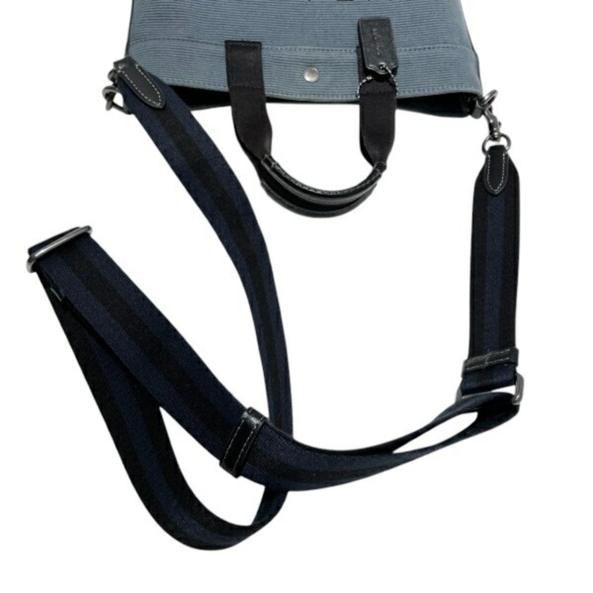 Coach Black Navy Canvas Leather Handbag Shoulder Bag (Pre-Owned)