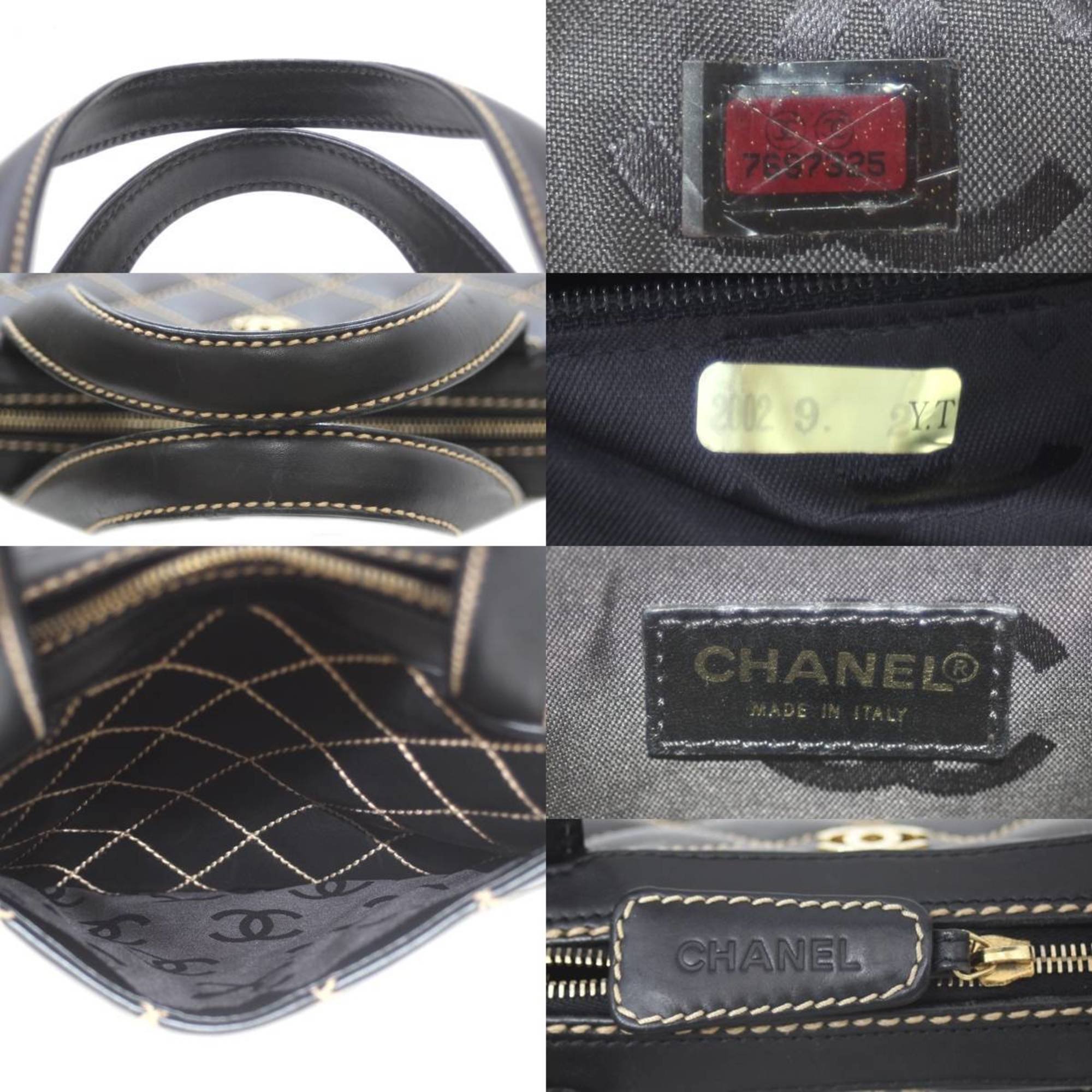 Chanel Wild Stitch Black Leather Handbag (Pre-Owned)