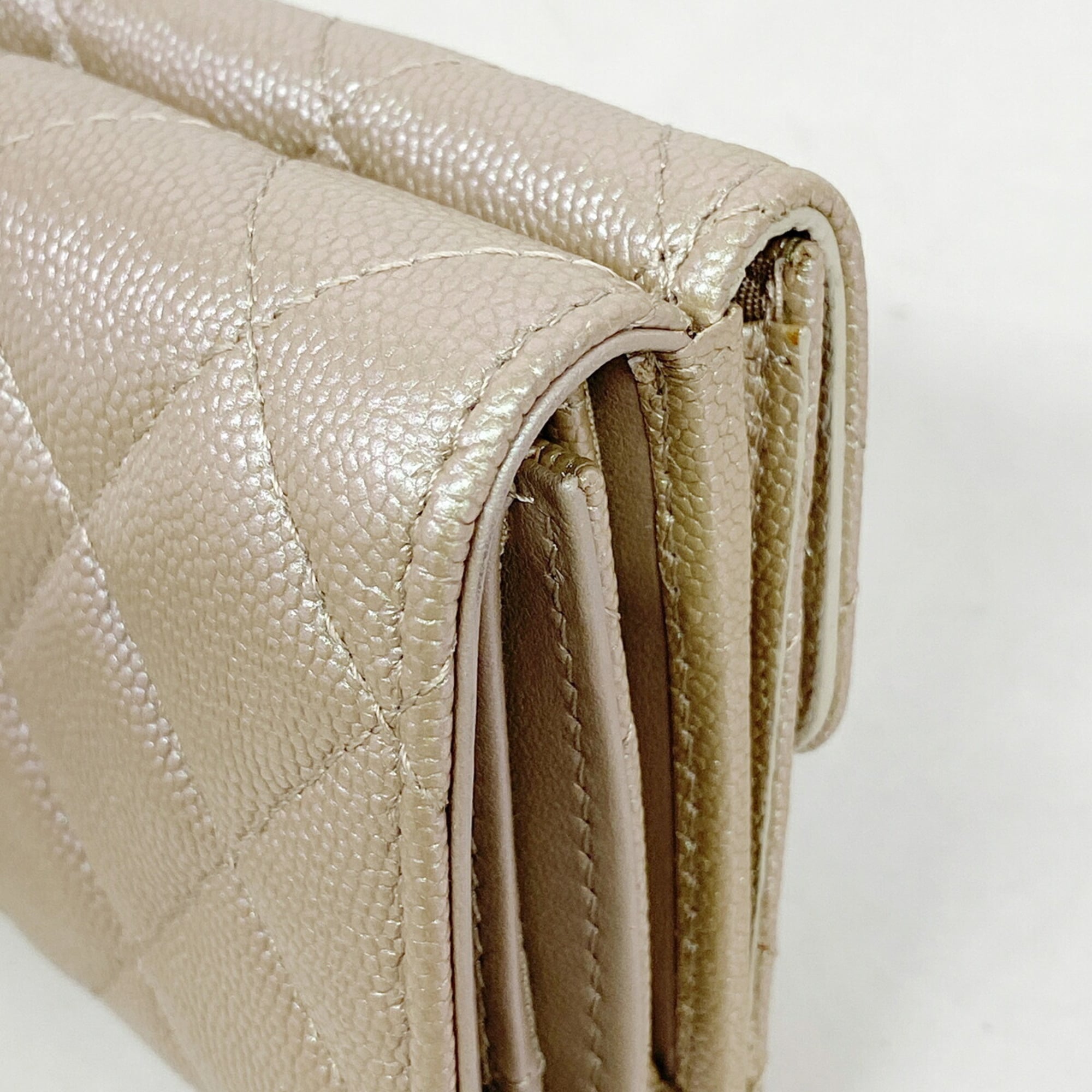 Chanel Metallic Pink Grained Calfskin Wallet (Tri-Fold) (Pre-Owned)