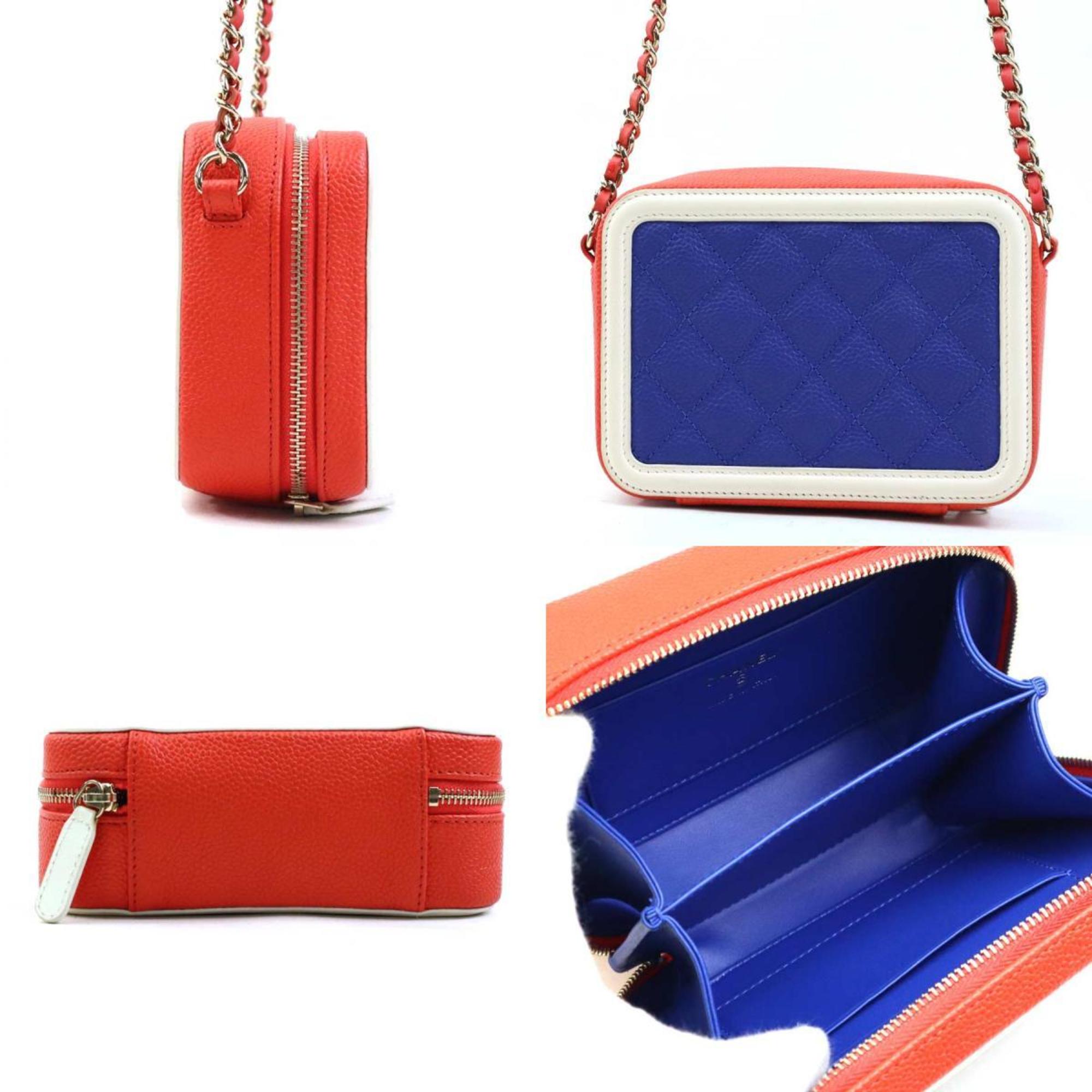 Chanel Blue Orange Pink White Grained Calfskin Shoulder Bag (Pre-Owned)